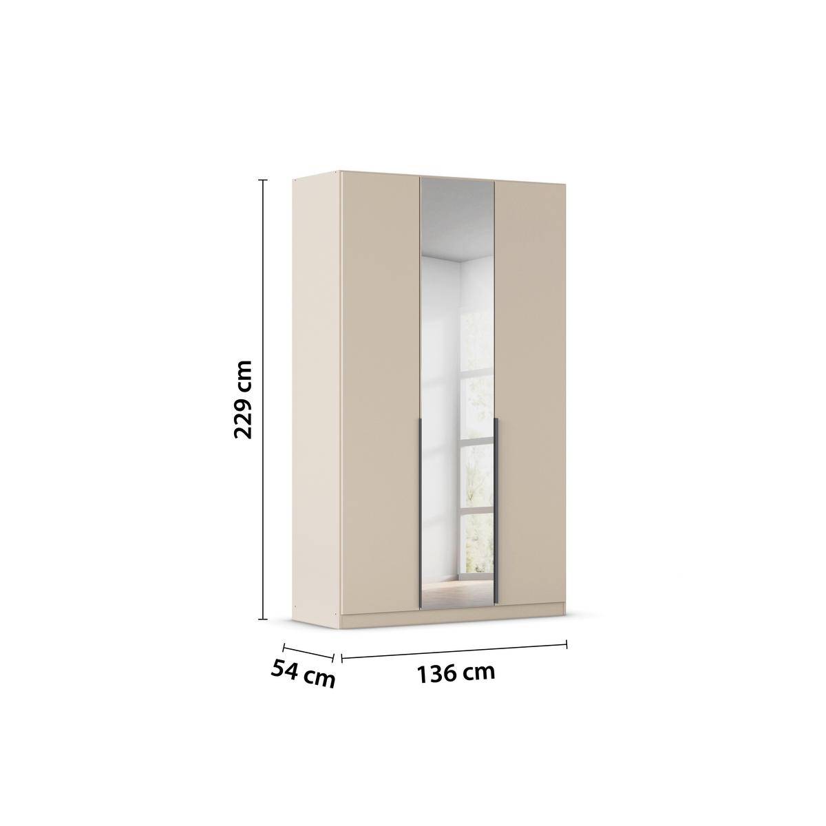 Drehtürenschrank Alabama-Super Mit Spiegel,champagner B:136cm - Champagner/Silberfarben, Trend, Holzwerkstoff (136/229/54cm)
