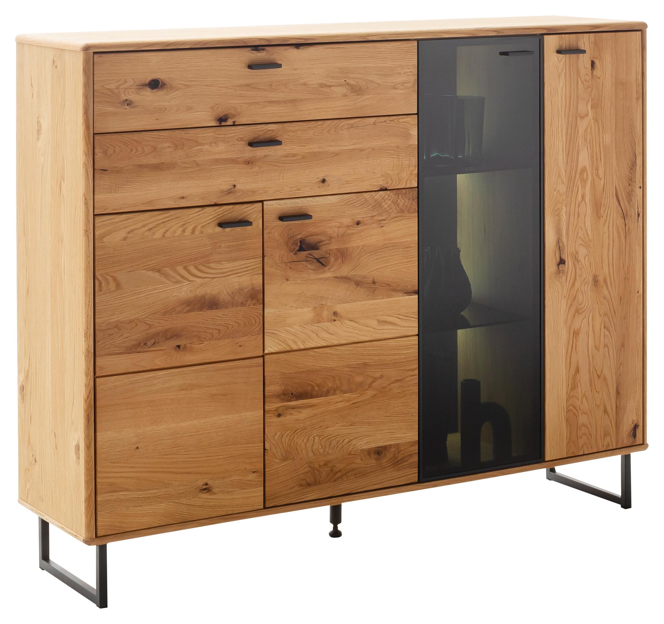 Highboard Arezzo Wildeiche/Anthrazit B: 149 cm - Wildeiche/Anthrazit, Design, Glas/Holz (149/119/37cm) - MID.YOU