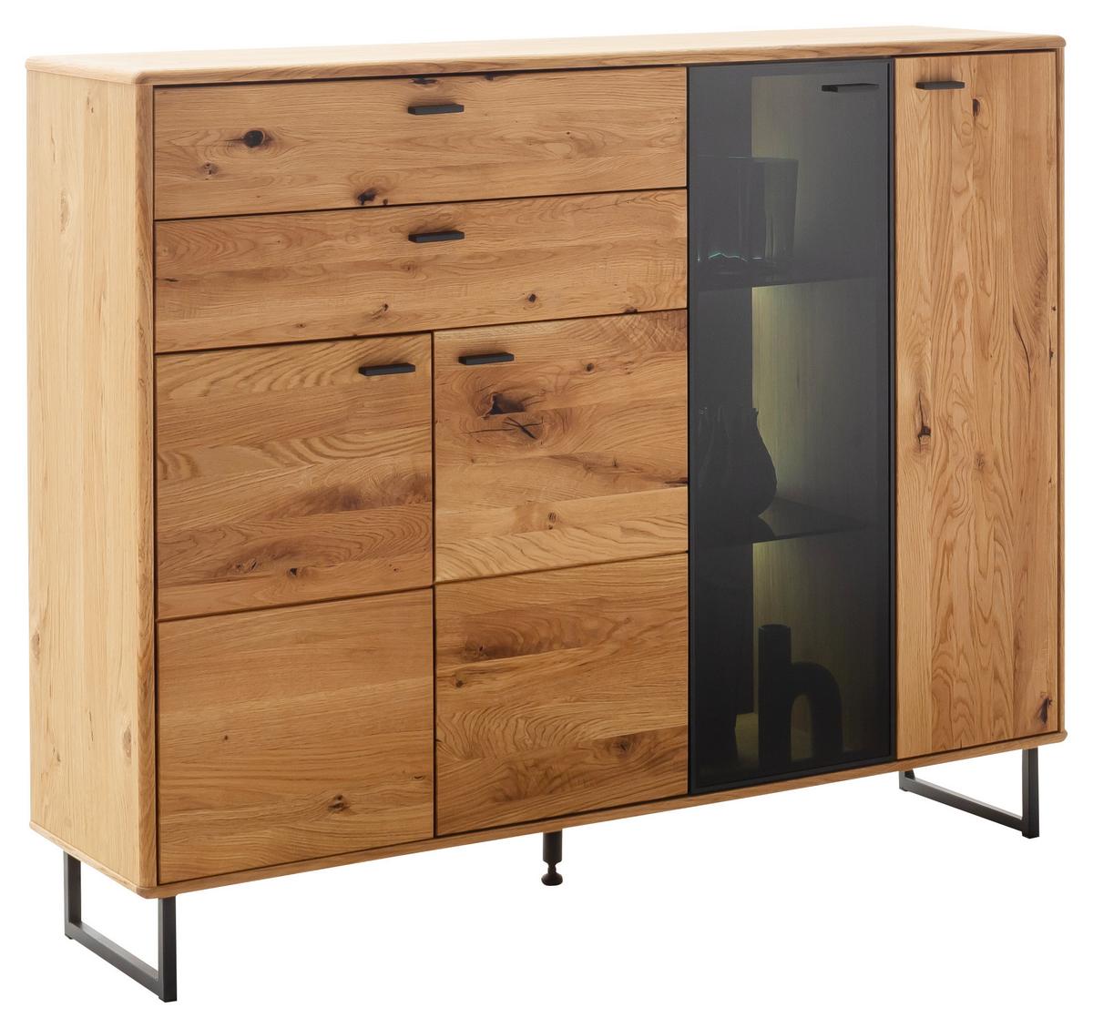 Highboard Arezzo Wildeiche/Anthrazit B: 149 cm - Wildeiche/Anthrazit, Design, Glas/Holz (149/119/37cm) - MID.YOU