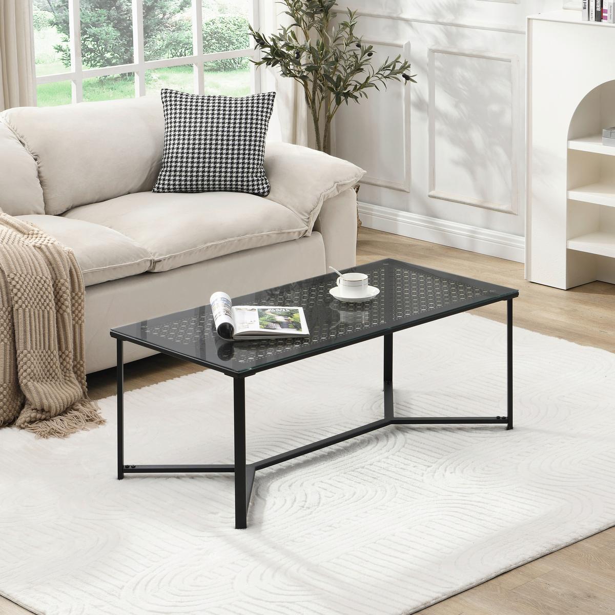 COUCHTISCH Schwarz L: 100cm - Schwarz, Design, Glas/Metall (100/50/42cm) - MID.YOU