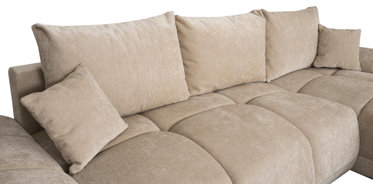 Eckschlafsofa Ramon Beige S: 296x182 cm - Chromfarben/Beige, Trend, Textil (296/182cm)