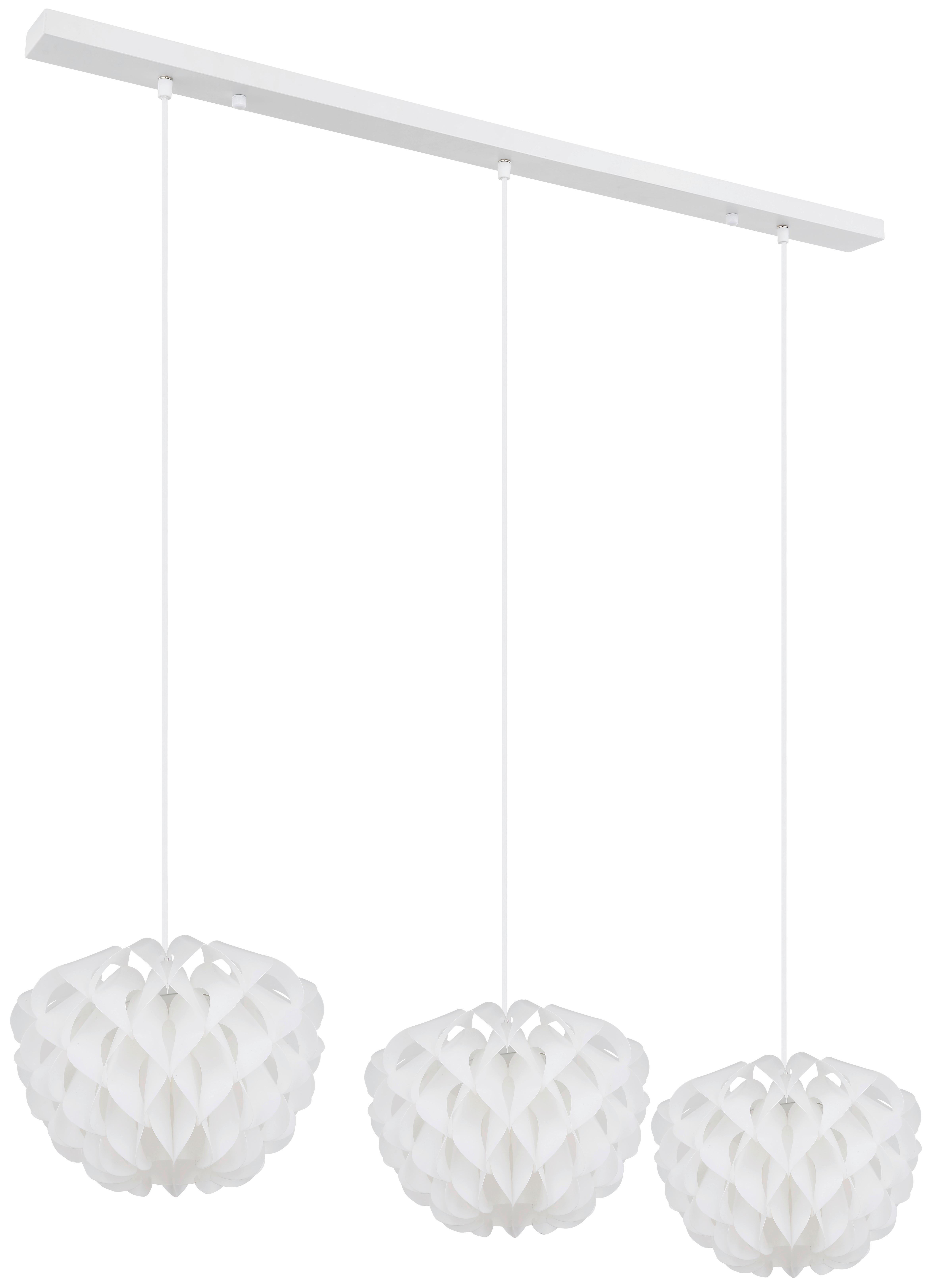 Hängeleuchte Irene H: 26 Cm 3-Flammig - Weiß, Basics, Kunststoff/Metall (101/26/120cm) - Globo