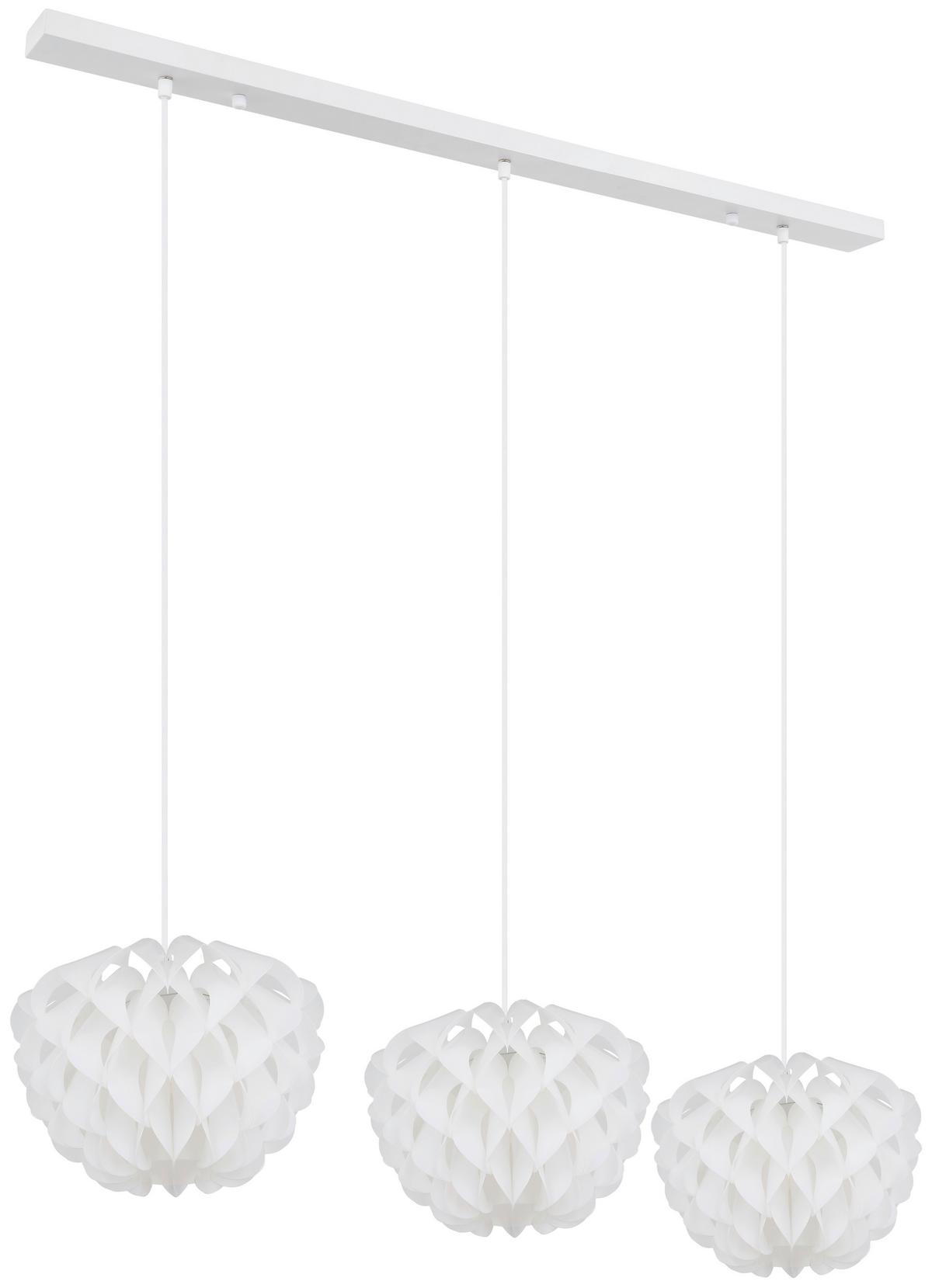 Hängeleuchte Irene H: 26 Cm 3-Flammig - Weiß, Basics, Kunststoff/Metall (101/26/120cm) - Globo