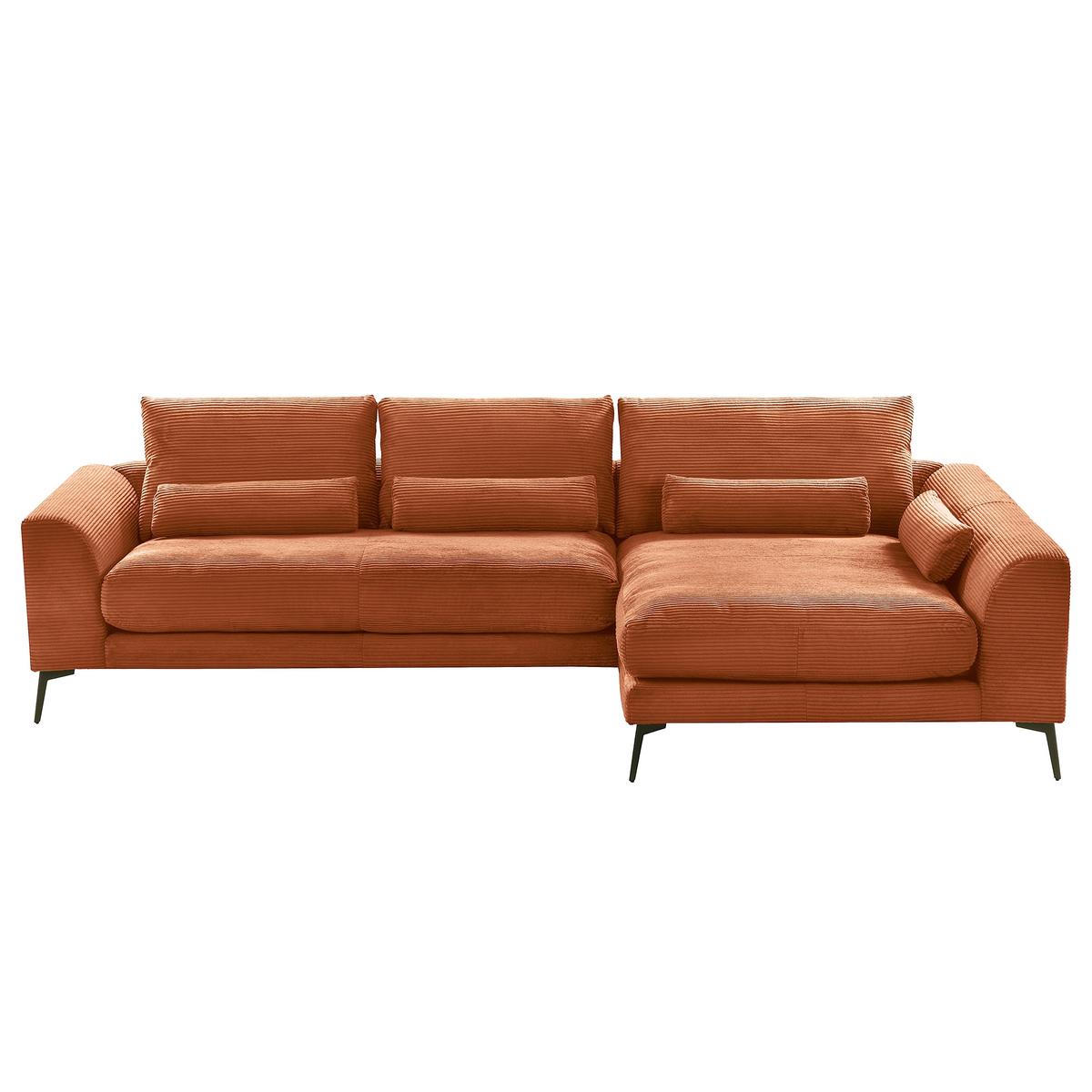 Ecksofa Berlin Cord Kupferfarben 313x172 cm - Schwarz/Kupferfarben, Design, Textil (313/172cm) - P & B