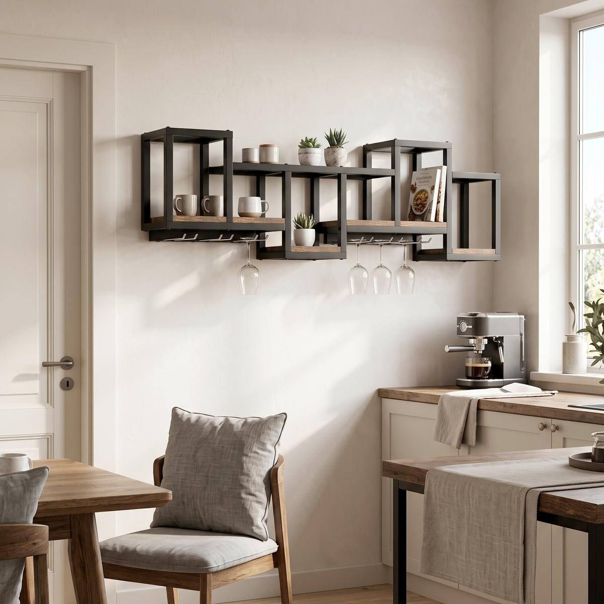 WANDREGAL Kolari Schwarz, Eiche B: 108cm - Eichefarben/Schwarz, Design, Holzwerkstoff/Metall (108/26/18cm) - MID.YOU