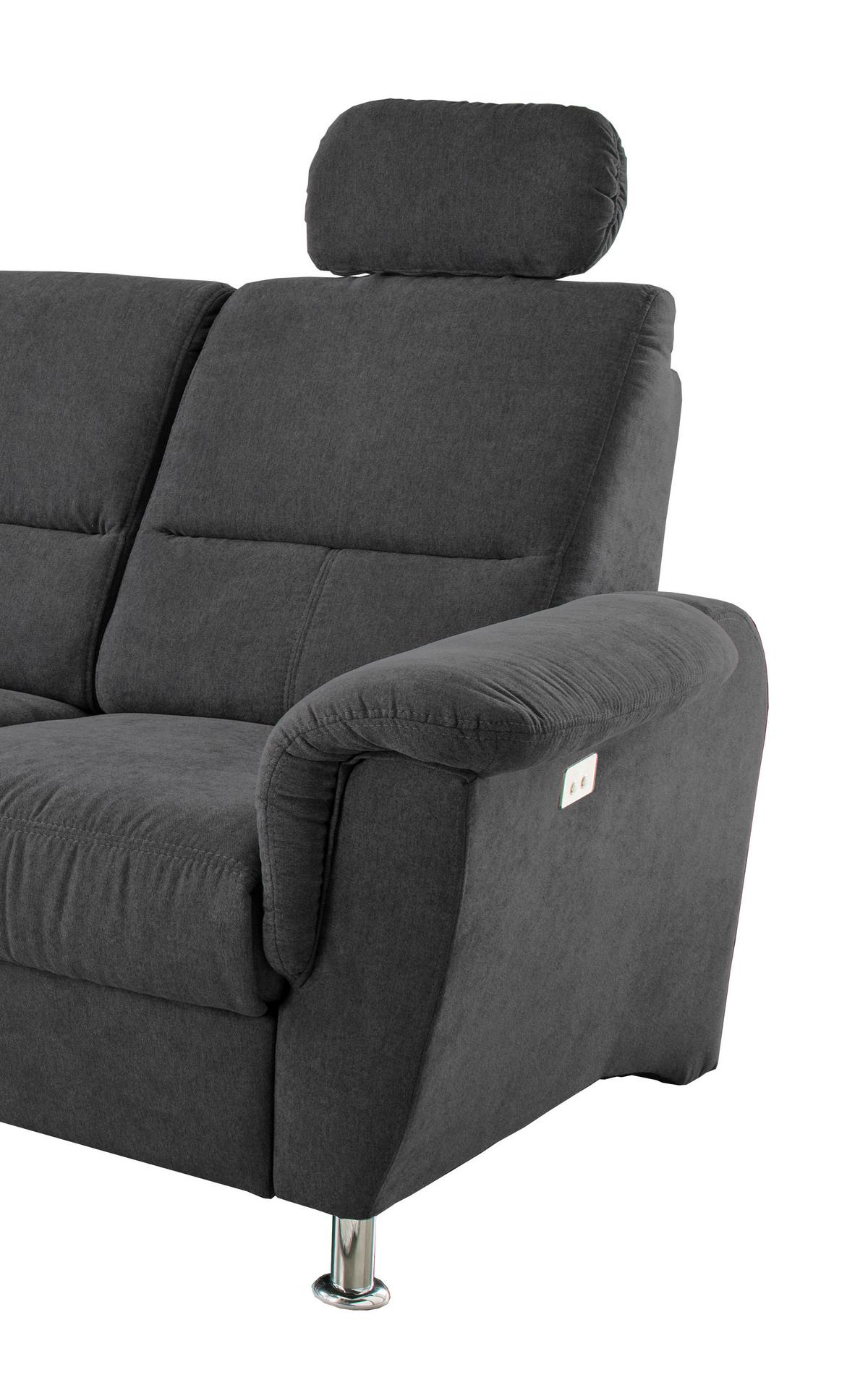 Ecksofa Parole Schwarz S: 165/292 cm - Chromfarben/Schwarz, KONVENTIONELL, Textil (292/165cm) - Livetastic