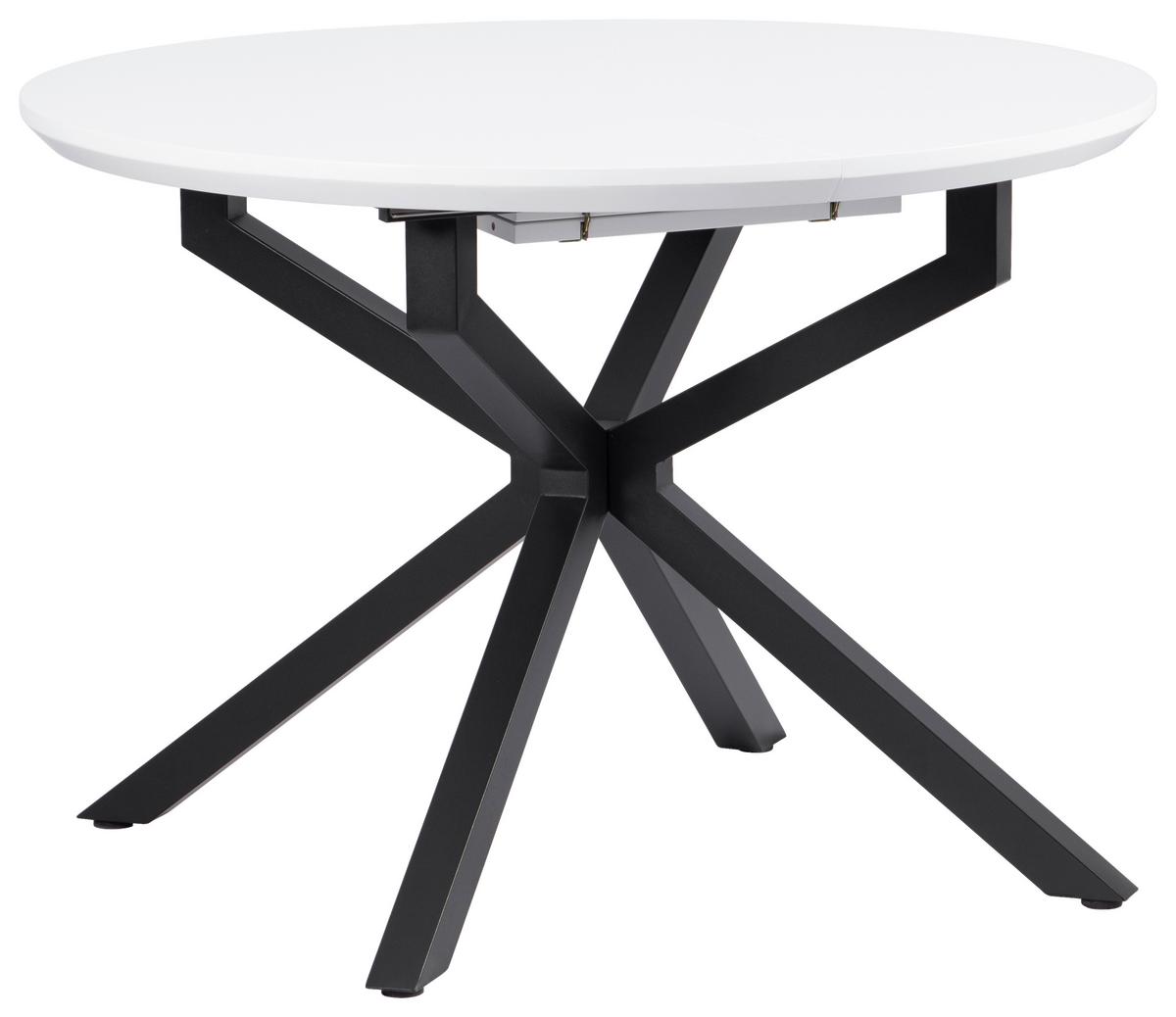 Esstisch Aris Weiß L 108-148 cm - Schwarz/Weiß, MODERN, Holzwerkstoff/Metall (108/148/108/76cm) - Livetastic