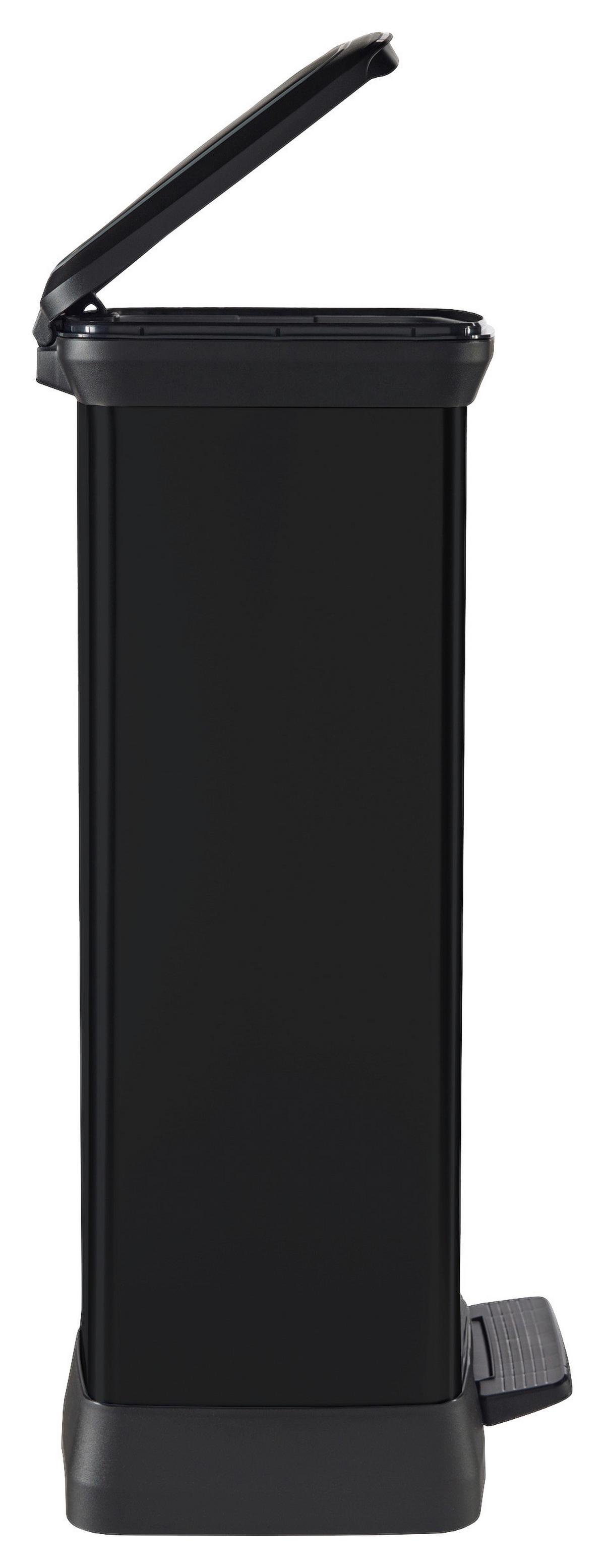 Mülleimer Deco Mit Deckel 50 L Kunststoff Schwarz - Schwarz, Basics, Kunststoff (36,0/81,1/44,0cm) - Keter