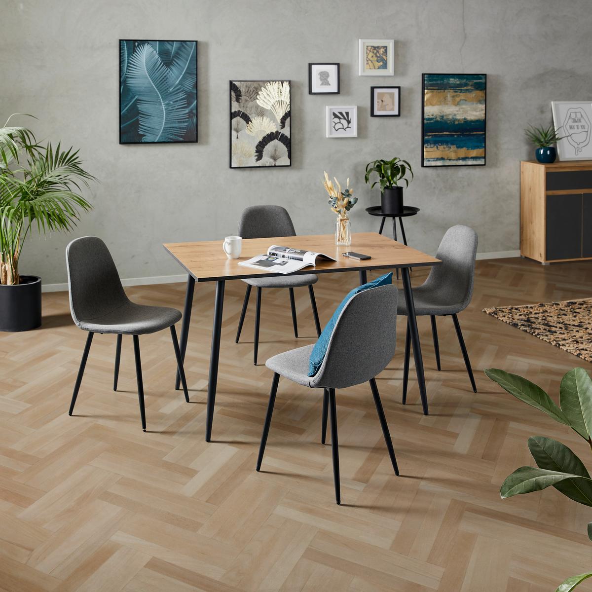 Esstisch Tom 120x76x80 Cm Naturfarben/schwarz - Schwarz/Naturfarben, KONVENTIONELL, Holzwerkstoff/Metall (120/76/80cm)