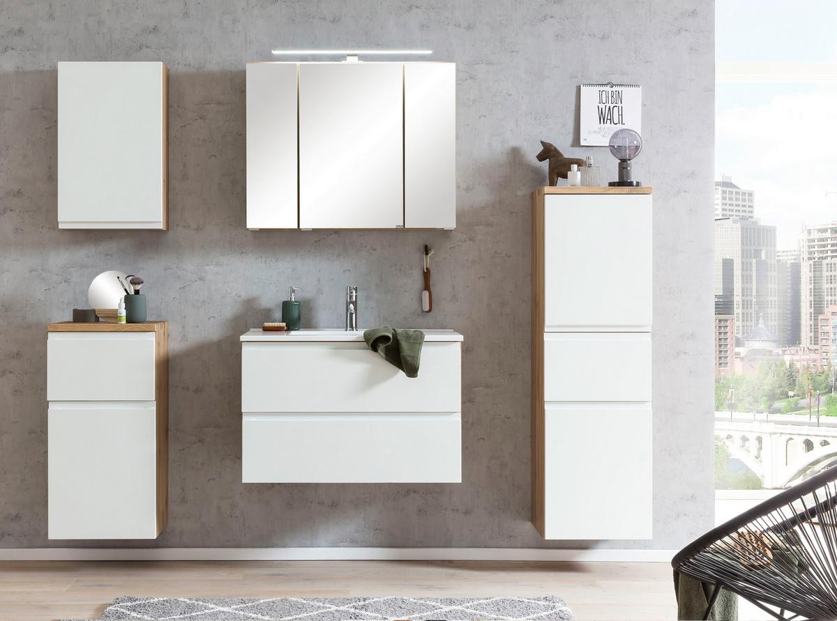 Hängeschrank Varese B: 40 cm Weiß/Wotaneiche Dekor - Eiche Wotan/Weiß, MODERN, Holzwerkstoff (40/64/20cm) - Held