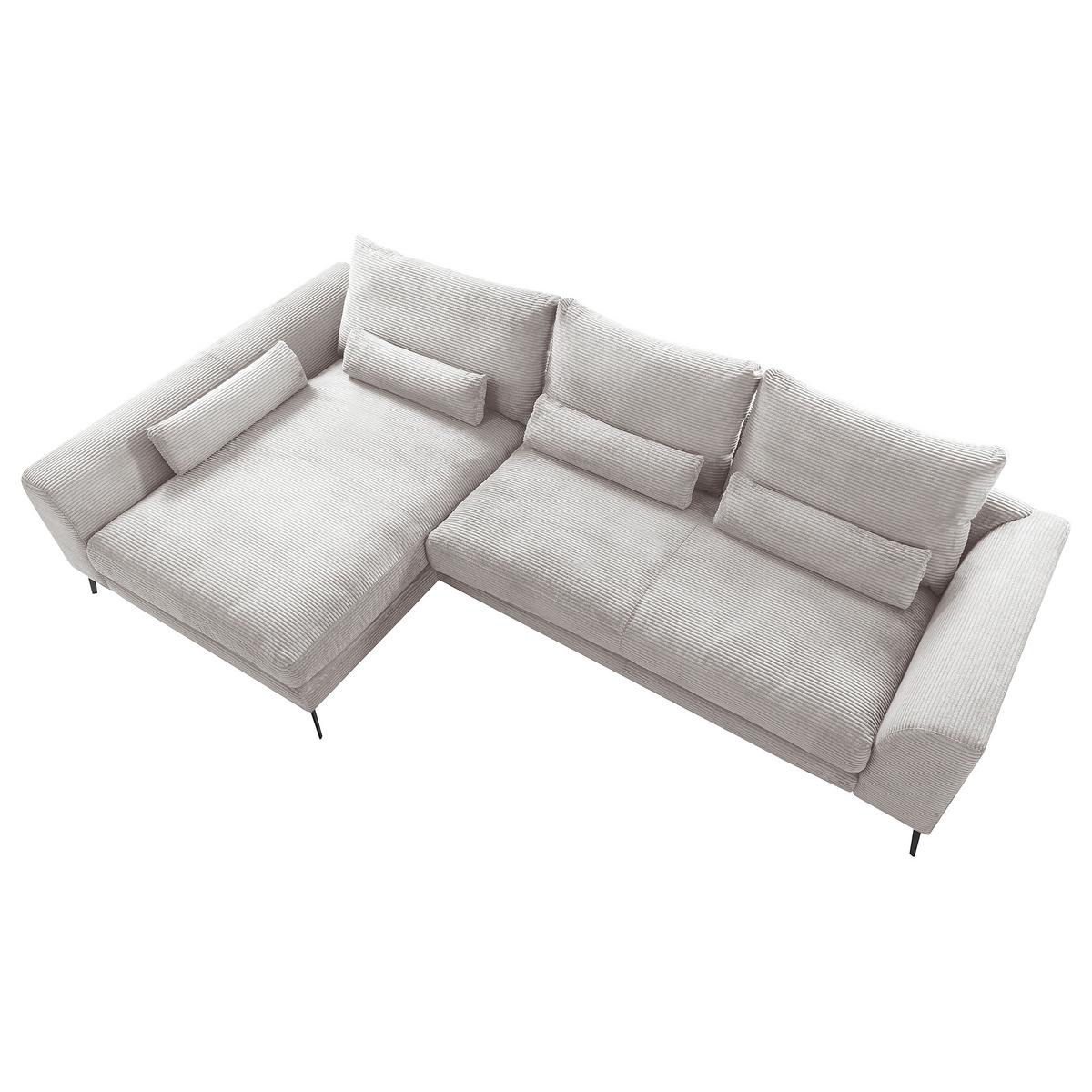 Ecksofa Berlin Cord Hellgrau 172x313 cm - Hellgrau/Schwarz, Design, Textil (172/313cm) - P & B
