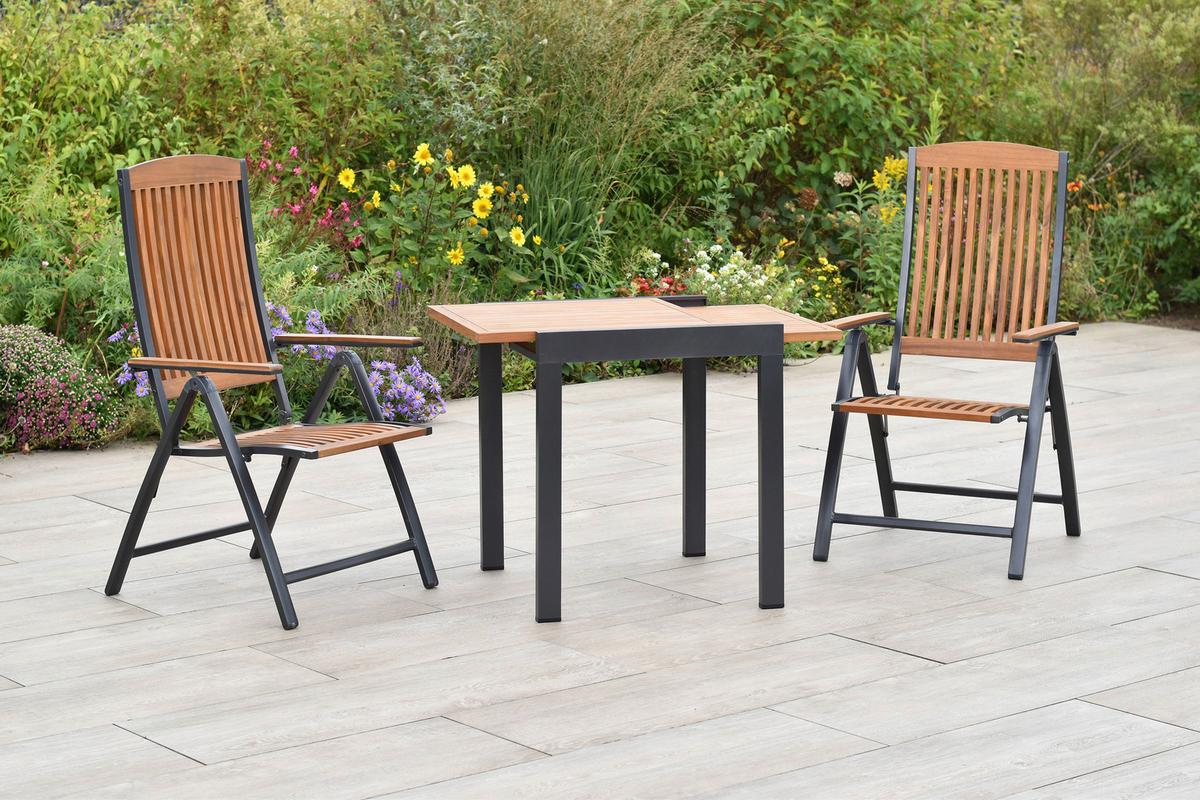 Gartenset Athos - Graphitfarben/Naturfarben, MODERN, Holz/Metall - Gardenson