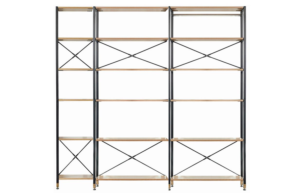 Regal Naturfarben/schwarz B: 210 Cm - Schwarz/Naturfarben, Design, Holzwerkstoff/Metall (210/210/30cm) - Livetastic