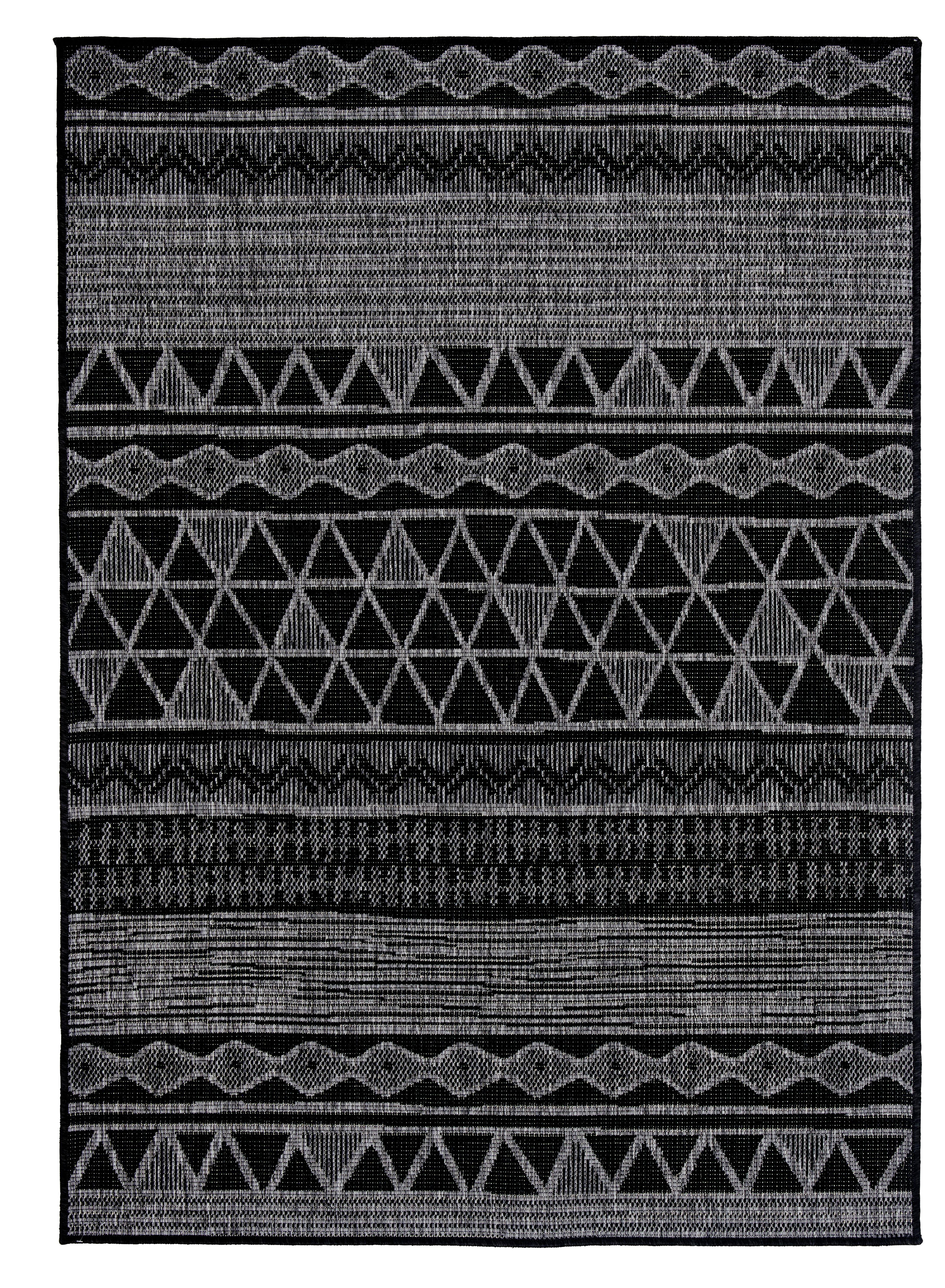 Plocho Tkaný Koberec Brüssel 2, 120/170cm, Sivá - čierna/sivá, Moderný, textil (120/170cm) - Modern Living