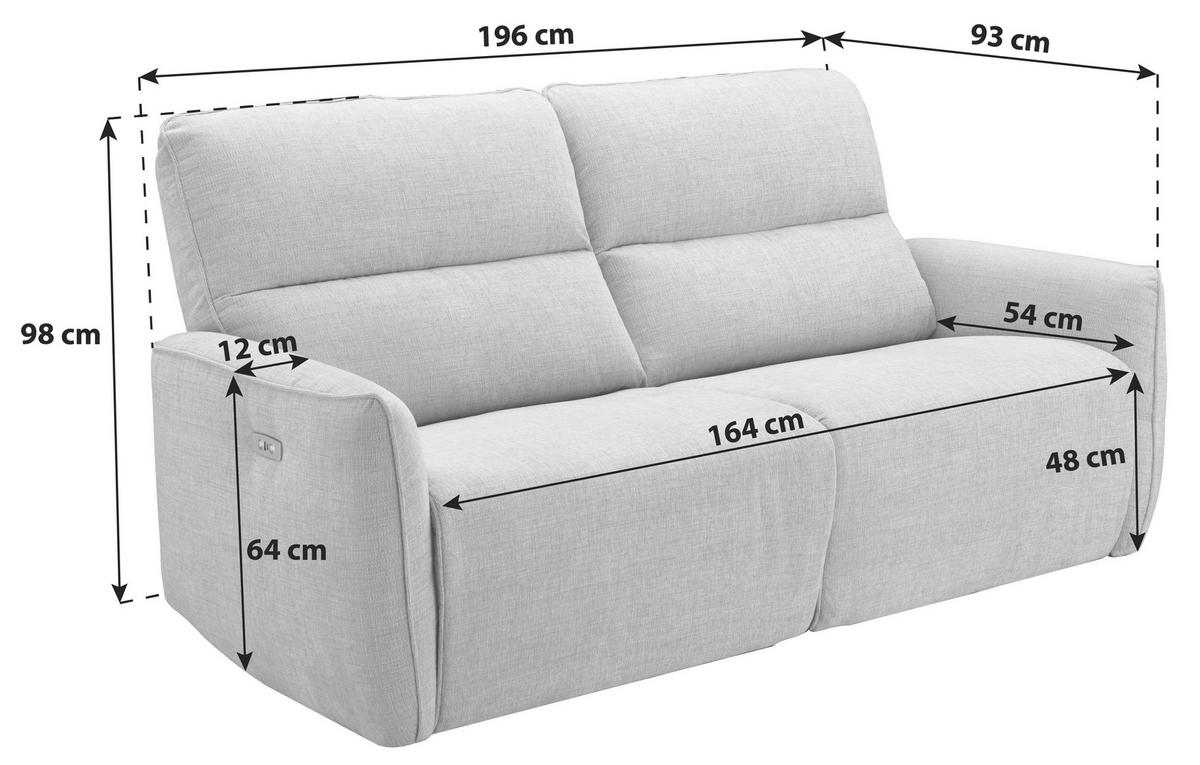 2-sitzer-sofa Steffi Inkl. Elektr. Relaxfunktion B:196 Cm - Beige/Schwarz, KONVENTIONELL, Holz/Textil (196/98/93cm) - Livetastic