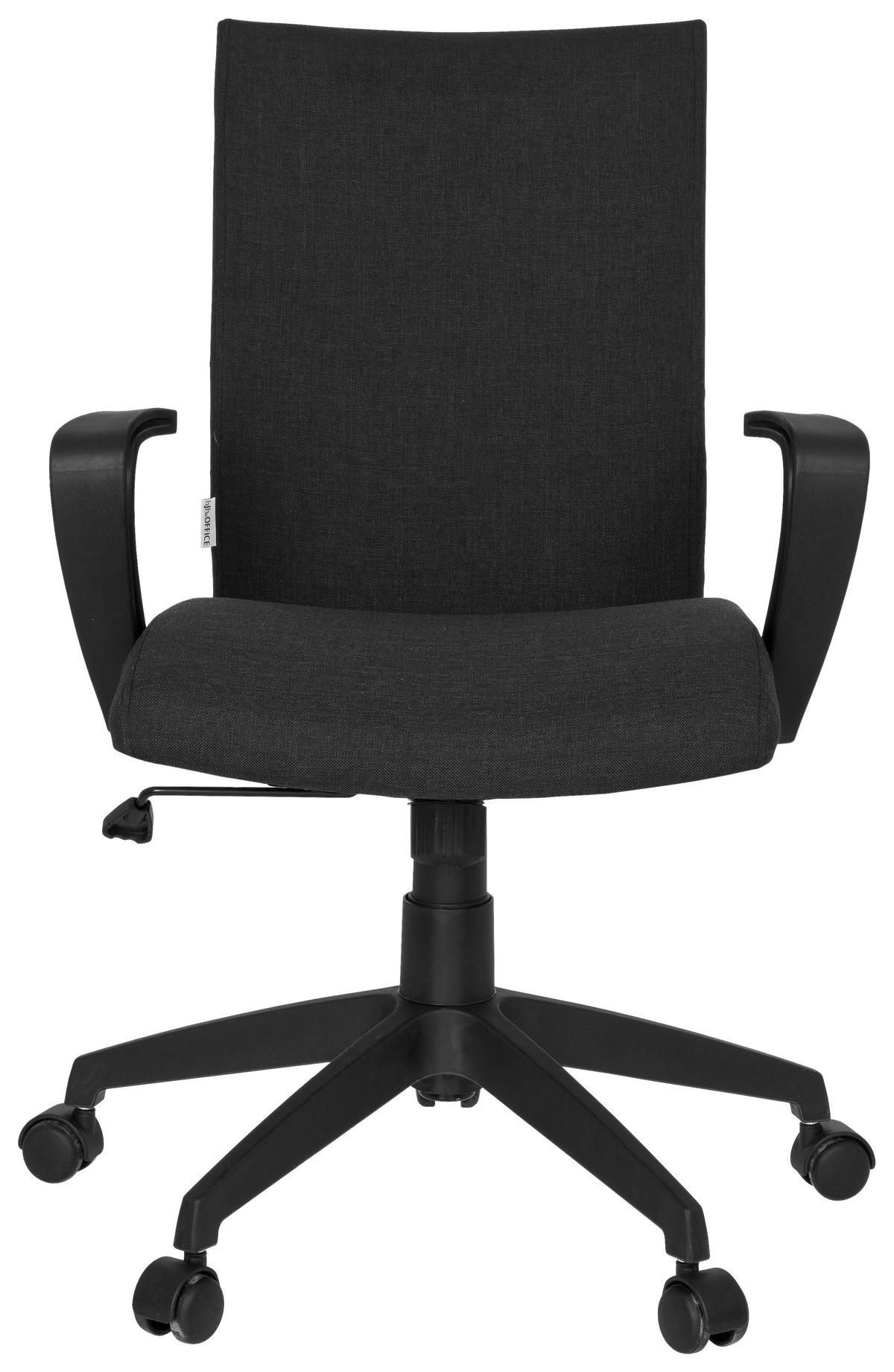 Bürostuhl Soft mit Armstützen Schwarz - Schwarz, MODERN, Kunststoff/Textil (54/104/44cm) - MID.YOU