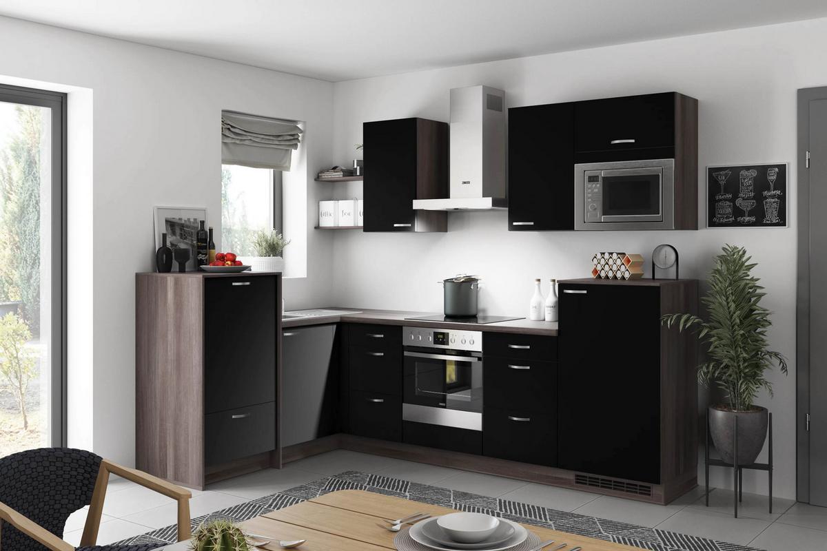 Eckküche Clean - Eiche grau/Schwarz, MODERN, Holzwerkstoff (178/280cm) - Express