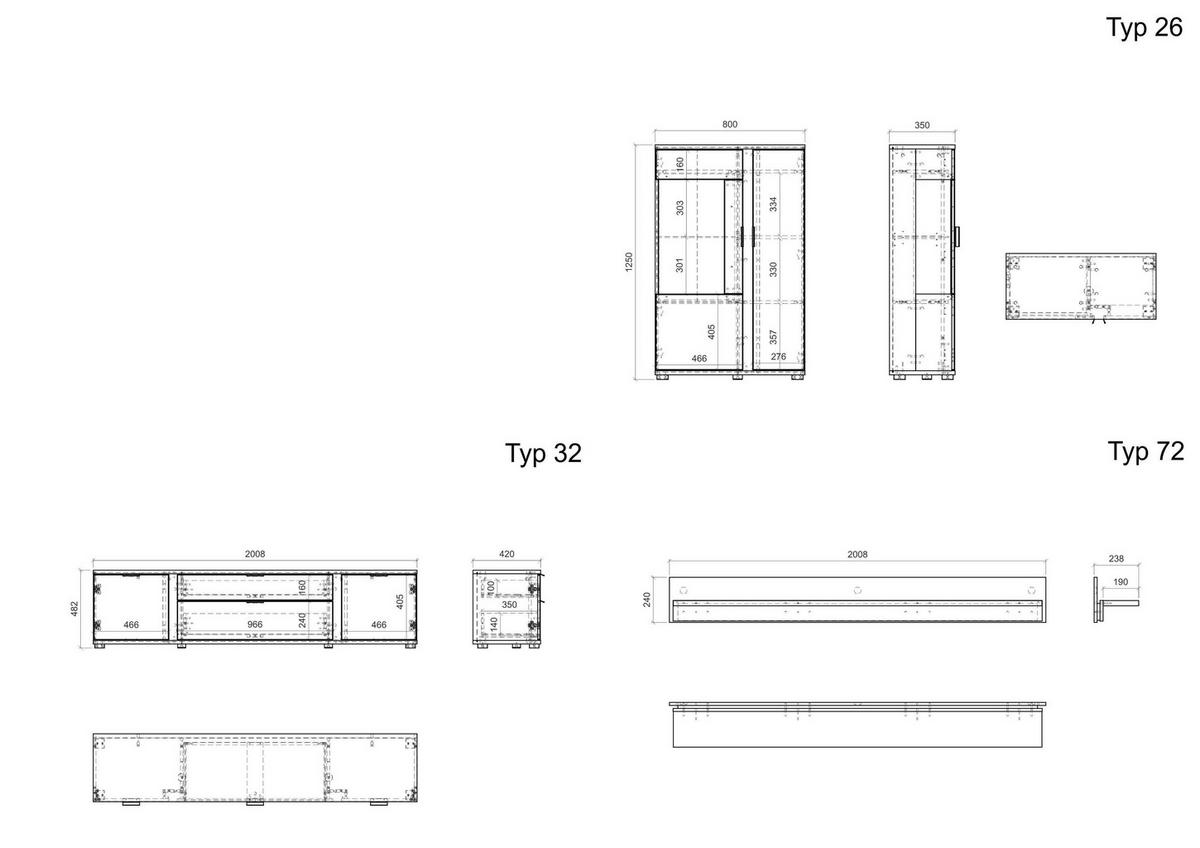 Wohnwand Long Island Weiß/Eiche Wotan B: 290cm - Silberfarben/Eiche Wotan, Design, Glas/Holzwerkstoff (290/170/42cm) - MID.YOU