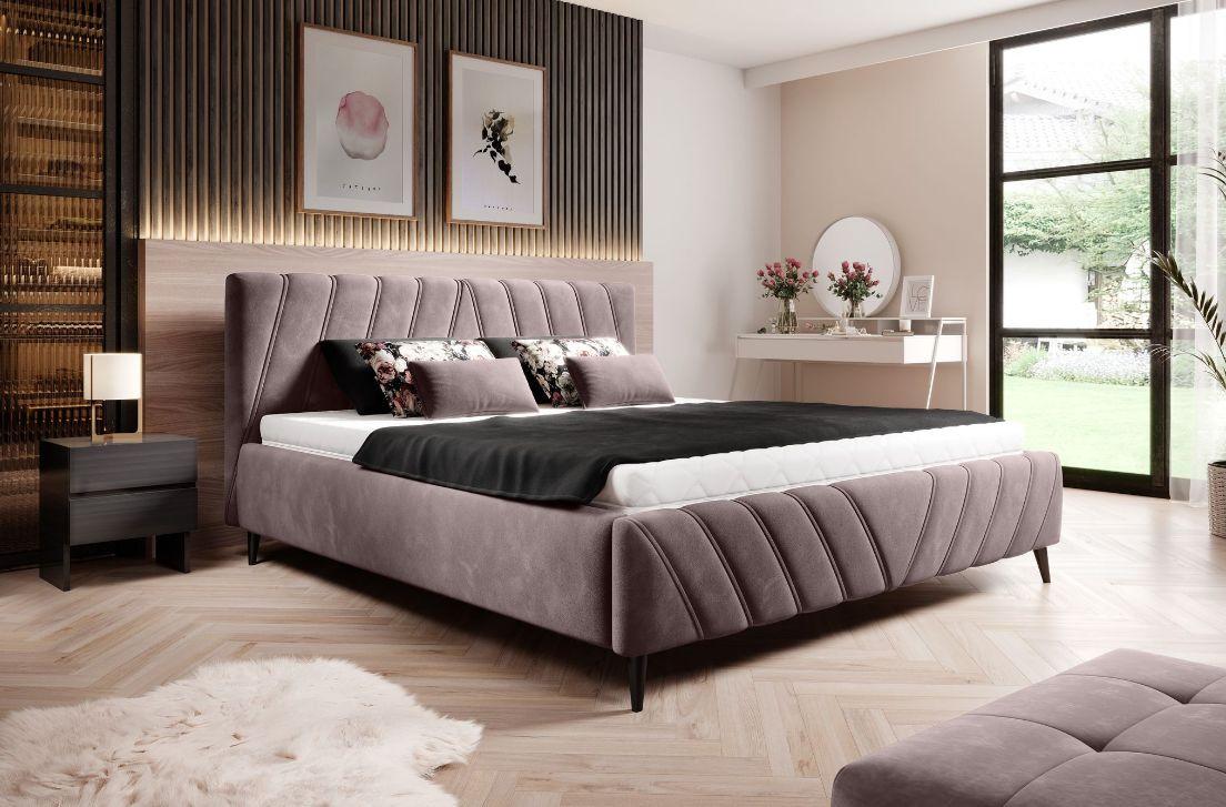 Čalouněná postel Melli 140x200 cm - černá/fialová, Design, dřevo/textil (140/200cm)