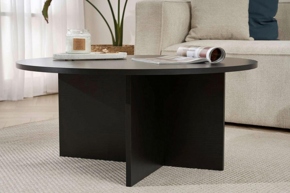 Couchtisch Soleil Schwarz L: 90cm - Schwarz, Design, Holzwerkstoff (90/90/40cm) - MID.YOU