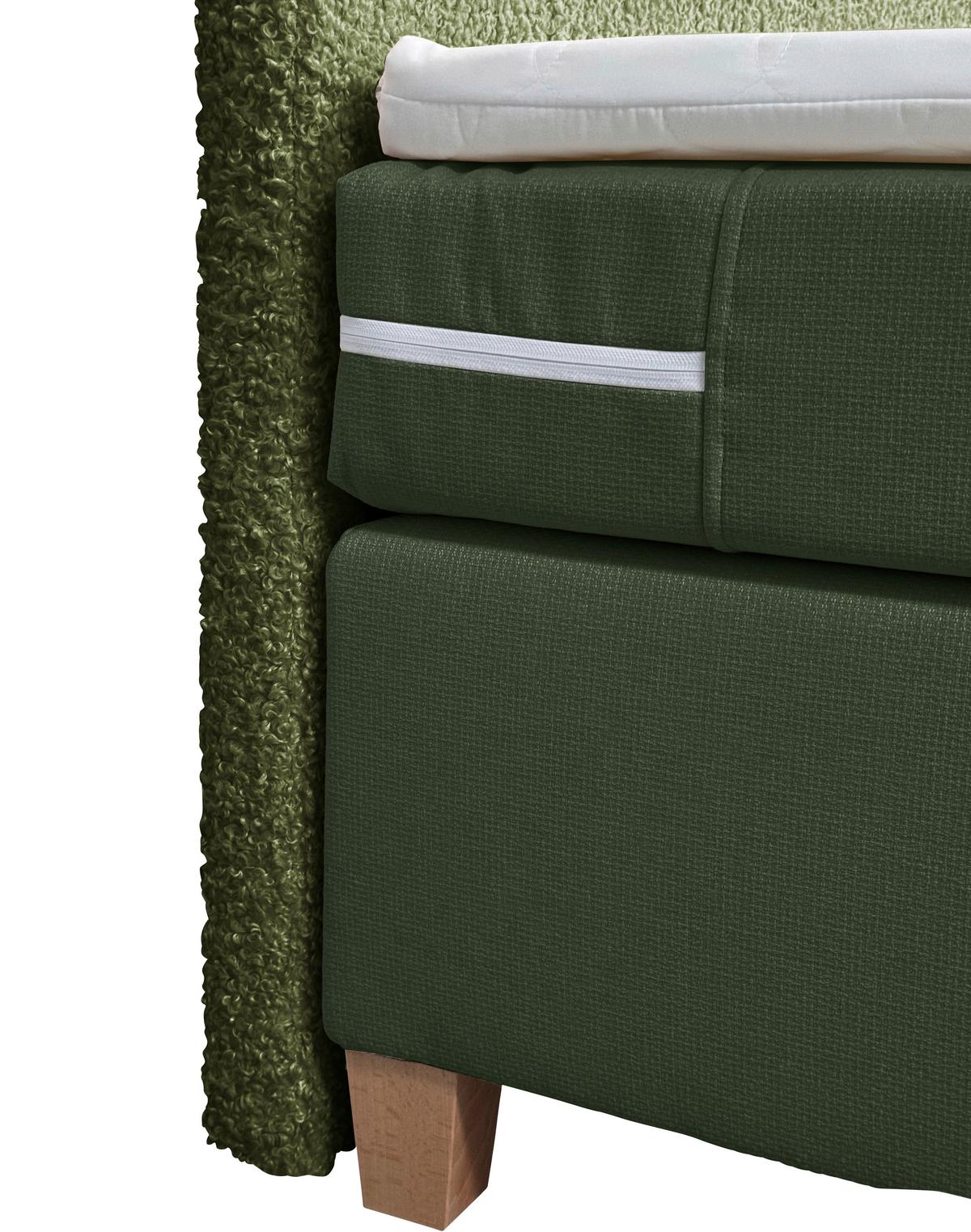 Boxbett mit Topper 180x200 Rolf - Dunkelgrün, Basics, Holzwerkstoff/Textil (180/200cm) - Livetastic