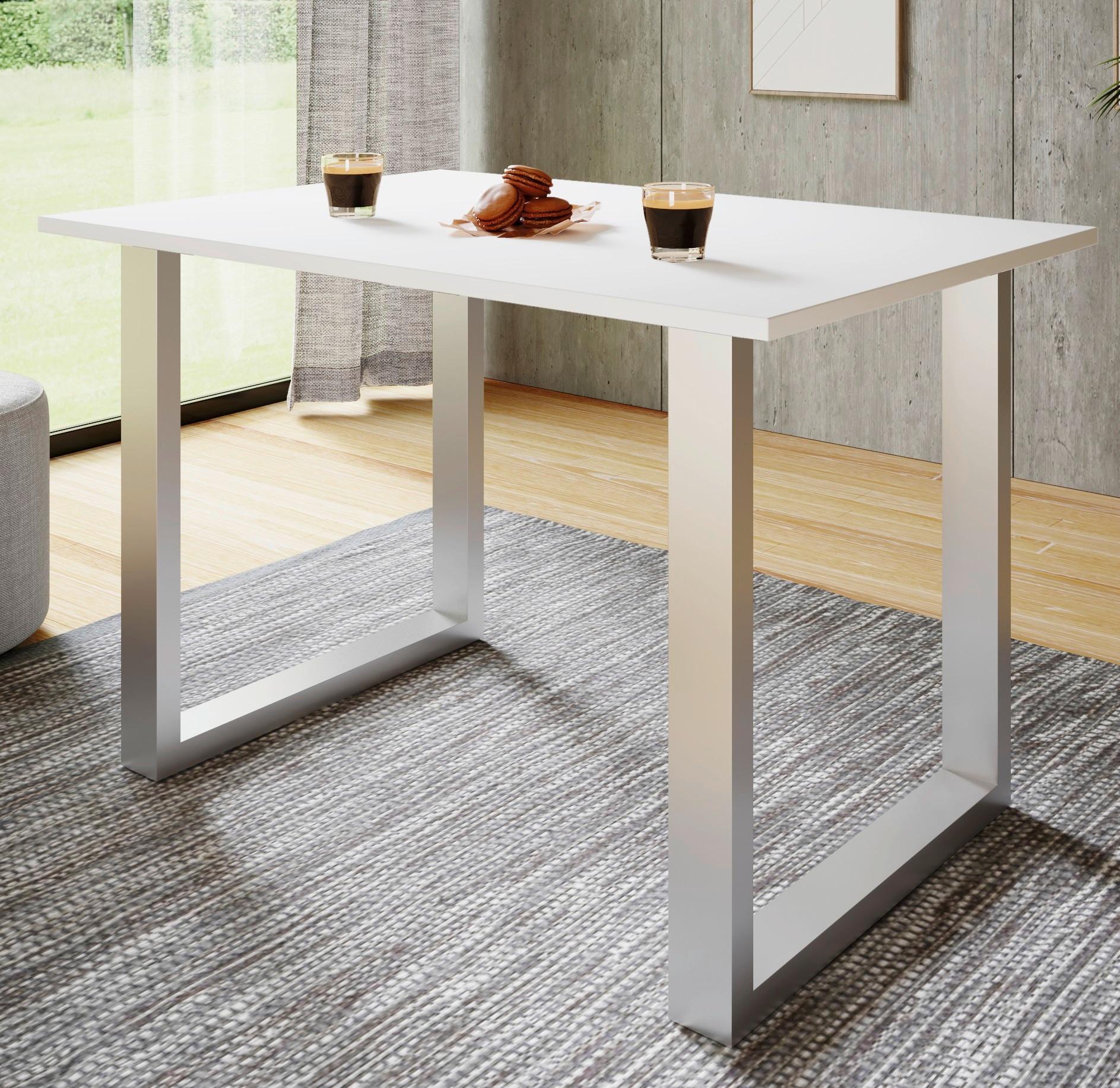 Schreibtisch Lona Weiß B: 110 Cm - Silberfarben/Weiß, Design, Holzwerkstoff/Metall (110/80/76cm) - MID.YOU