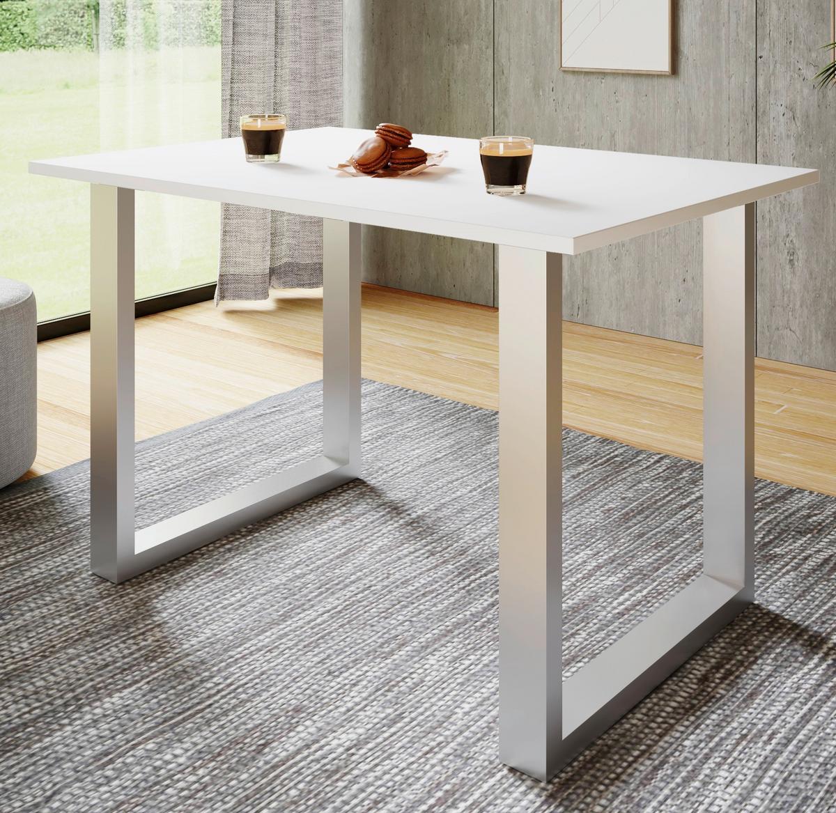 Schreibtisch Lona Weiß B: 110 Cm - Silberfarben/Weiß, Design, Holzwerkstoff/Metall (110/80/76cm) - MID.YOU