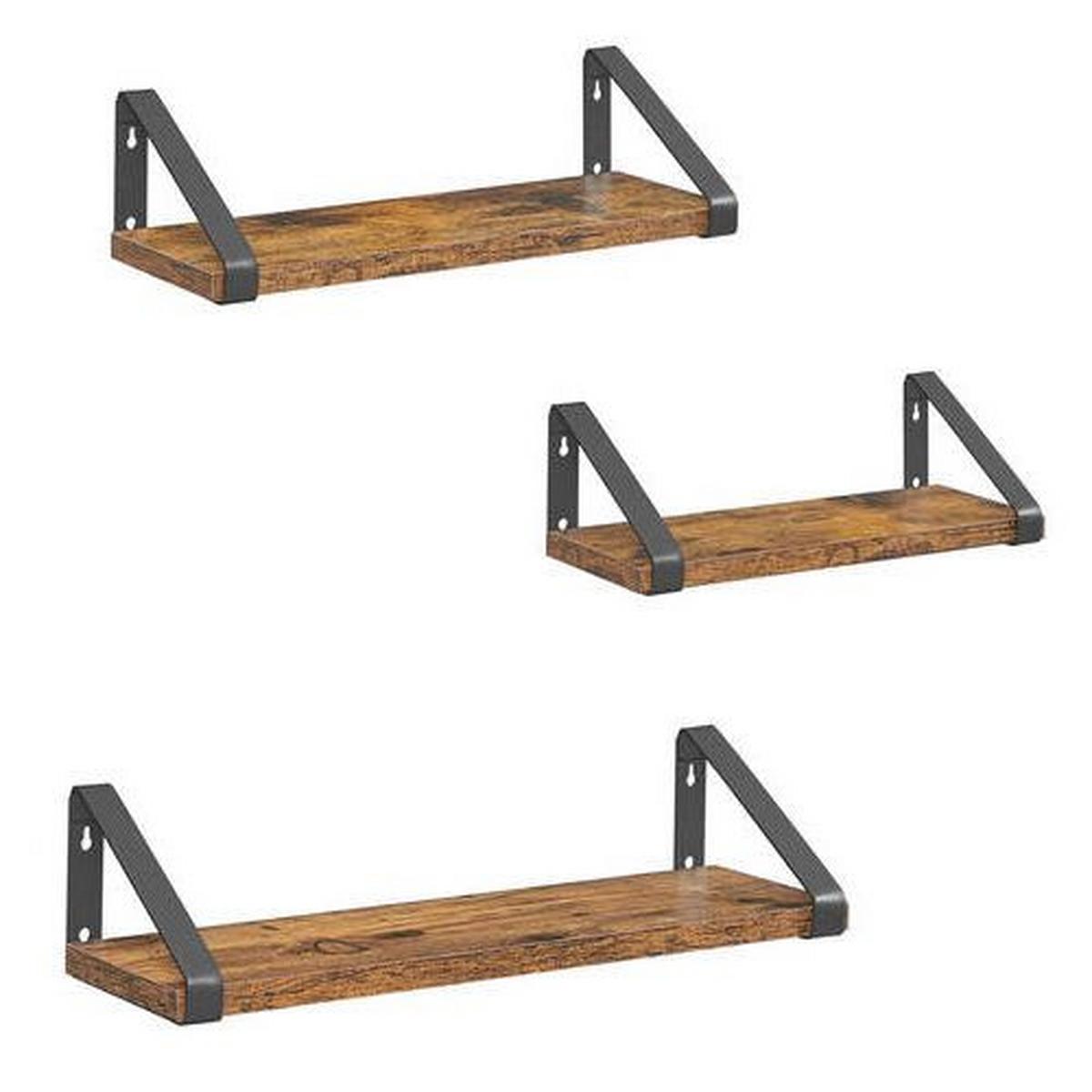 Wandregal Iron B: 30-40 cm Braun/Schwarz - Schwarz/Braun, Basics, Holzwerkstoff (35/10/12cm) - Boxxx