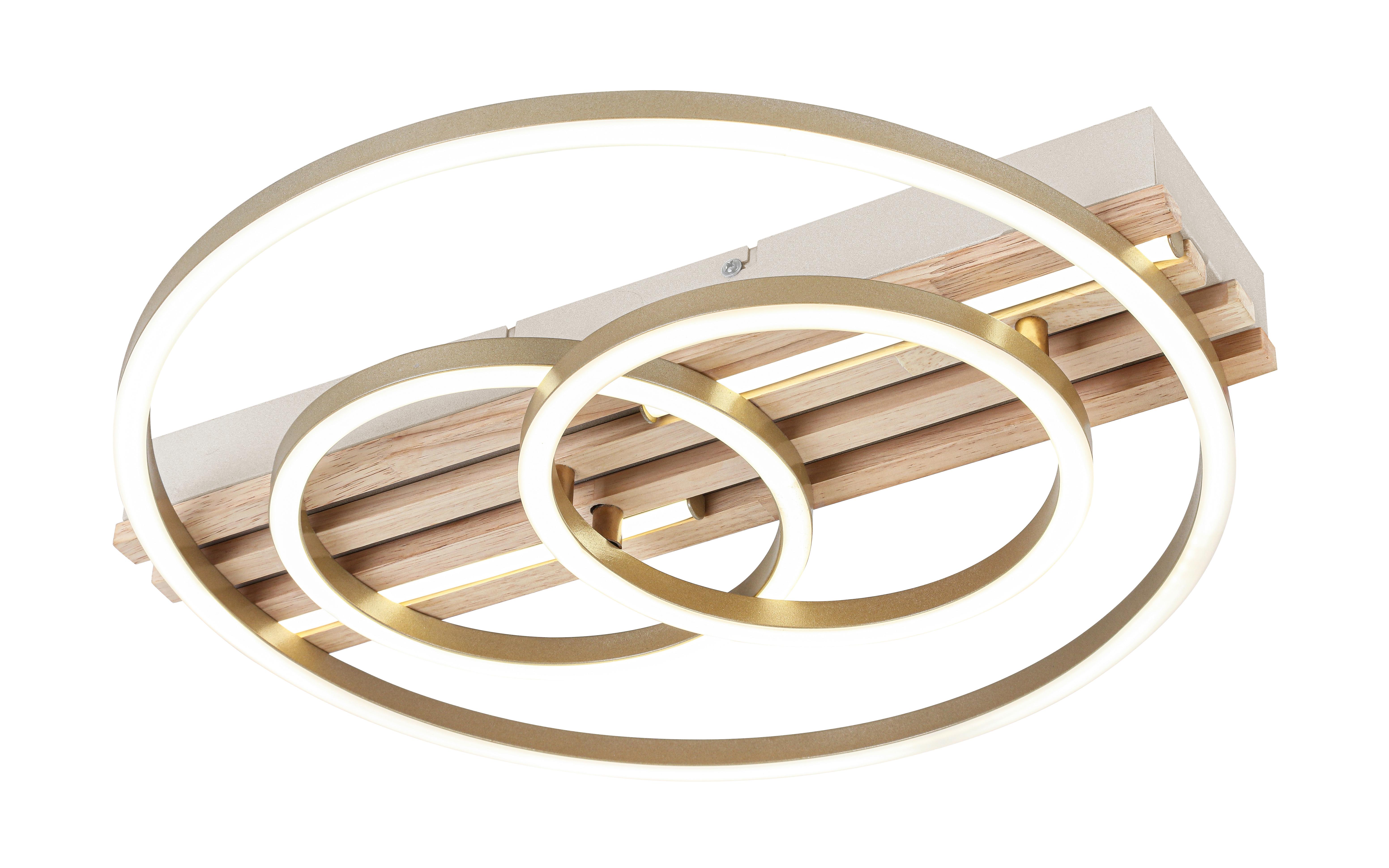LED-DECKENLEUCHTE CELAL - Champagner/Eichefarben, Basics, Holzwerkstoff/Kunststoff (42/40/7cm) - Luca Bessoni