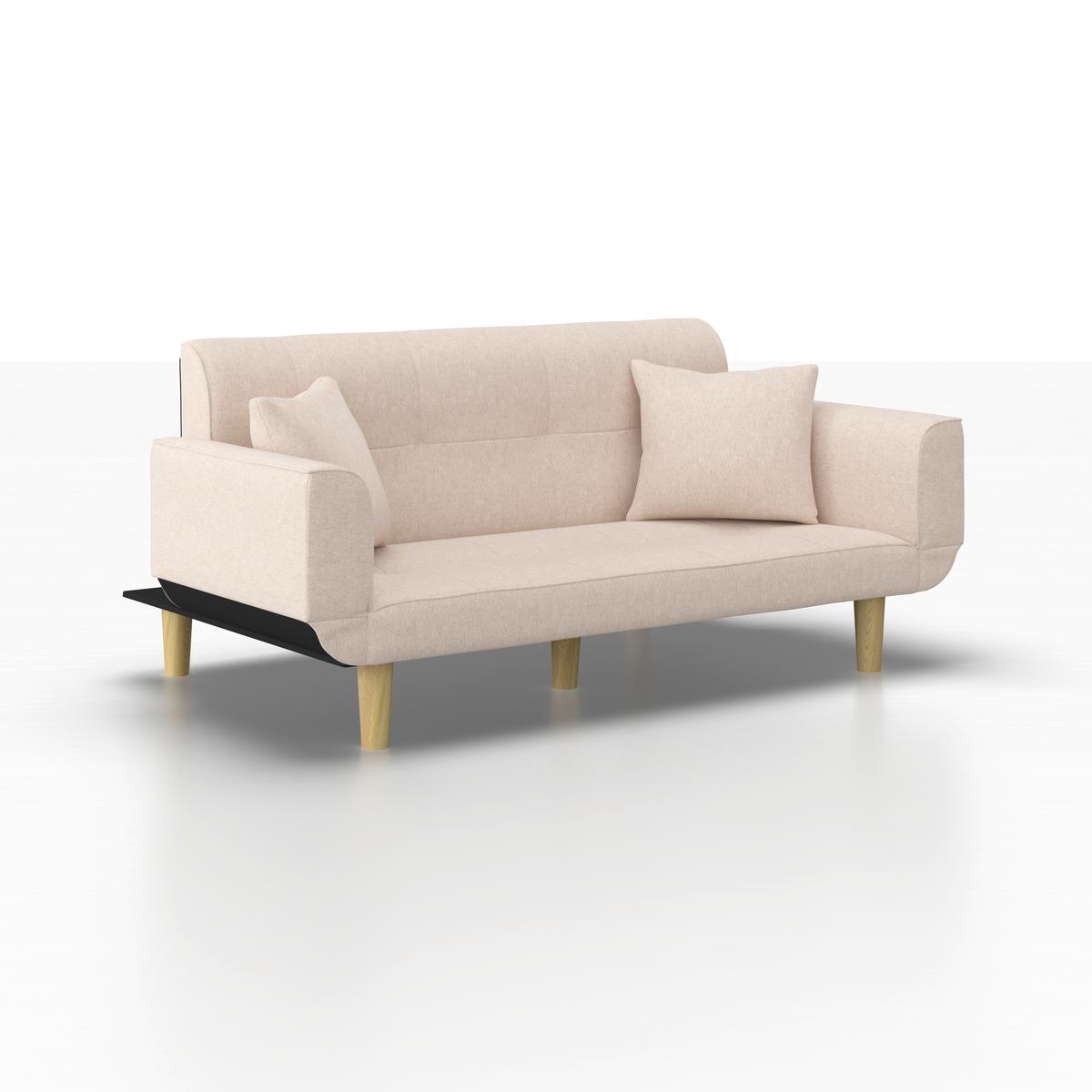 Rozkladacia pohovka MIRIAM, béžová farba - prírodná farba/béžová, Modern, drevo/textil (176/71/85cm) - Bessagi Home