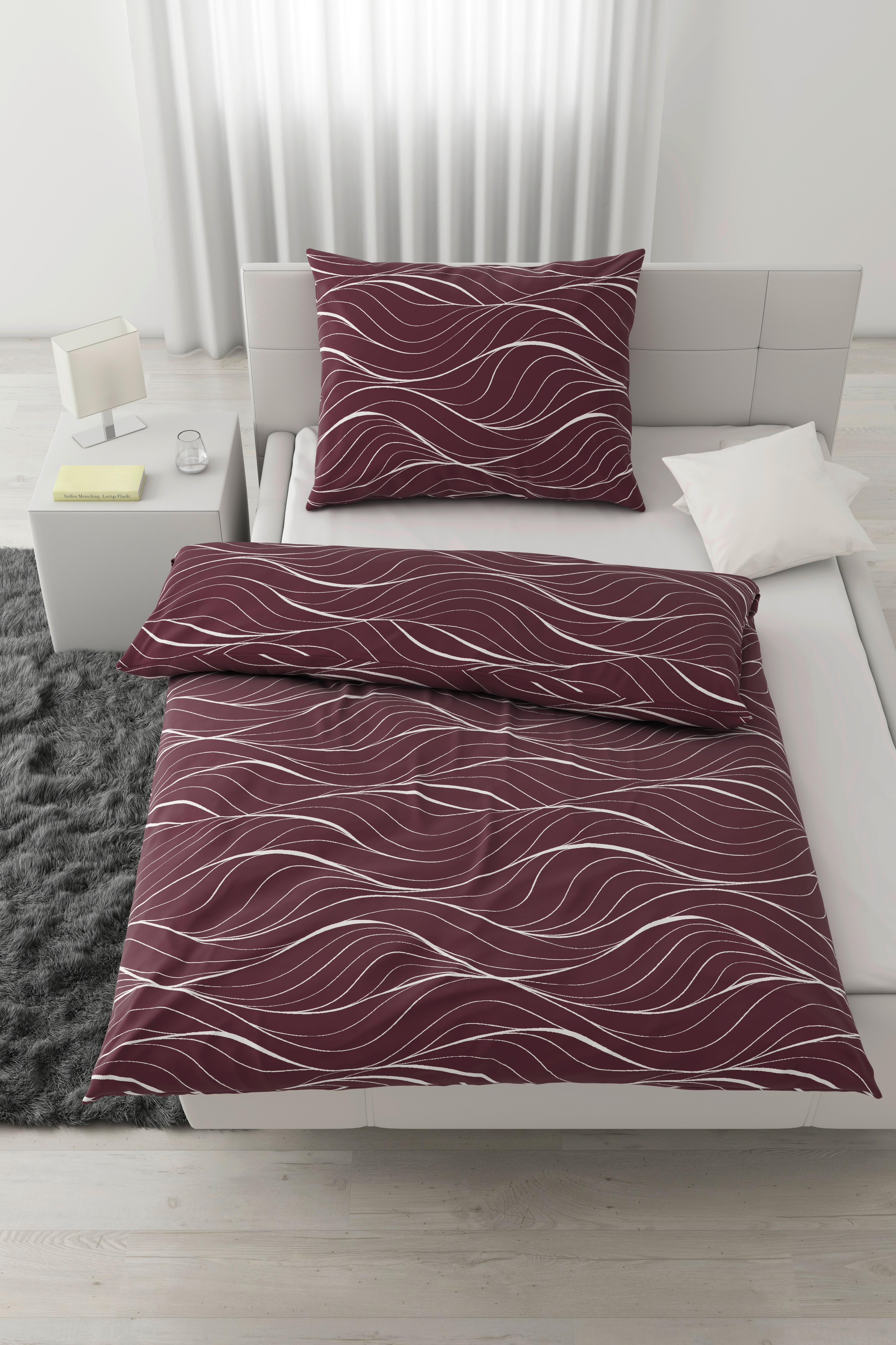 Posteľná Bielizeň Waves, 70/90 140/200cm - bobuľová, textil (140/200cm) - Modern Living