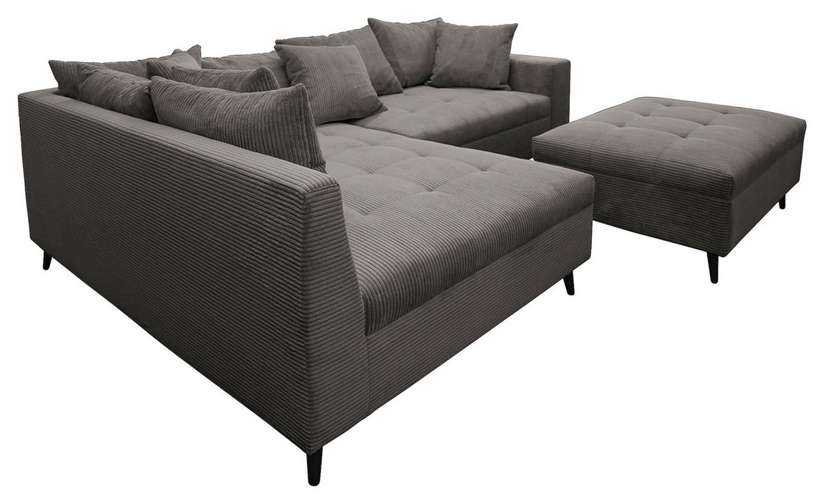 Ecksofa Pruno, Grau S: 174x247 cm - Schwarz/Grau, Design, Textil (174/247cm) - MID.YOU