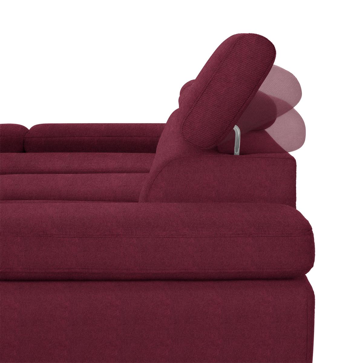 Rohová sedačka MILNA, pravá, bordová - čierna/bordová, Modern, kov/drevo (277/90/189cm) - Mömax