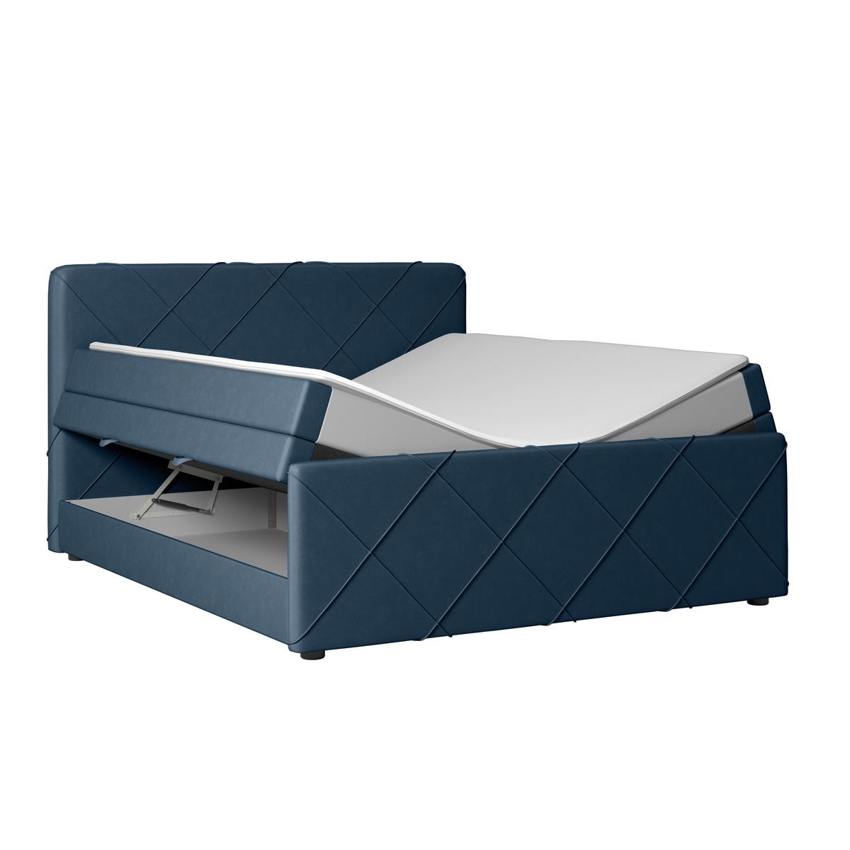 Boxspringbett mit Bettkasten Cordoba 180x200 cm Blau - Blau/Schwarz, MODERN, Holz/Kunststoff (180/200cm) - MID.YOU