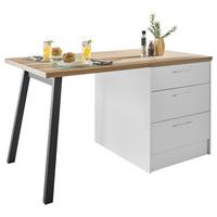 Kuchyňský ostrůvek TURIN I bílá/ dub Artisan - bílá/černá, Moderní, kov/kompozitní dřevo (150/91/90cm)
