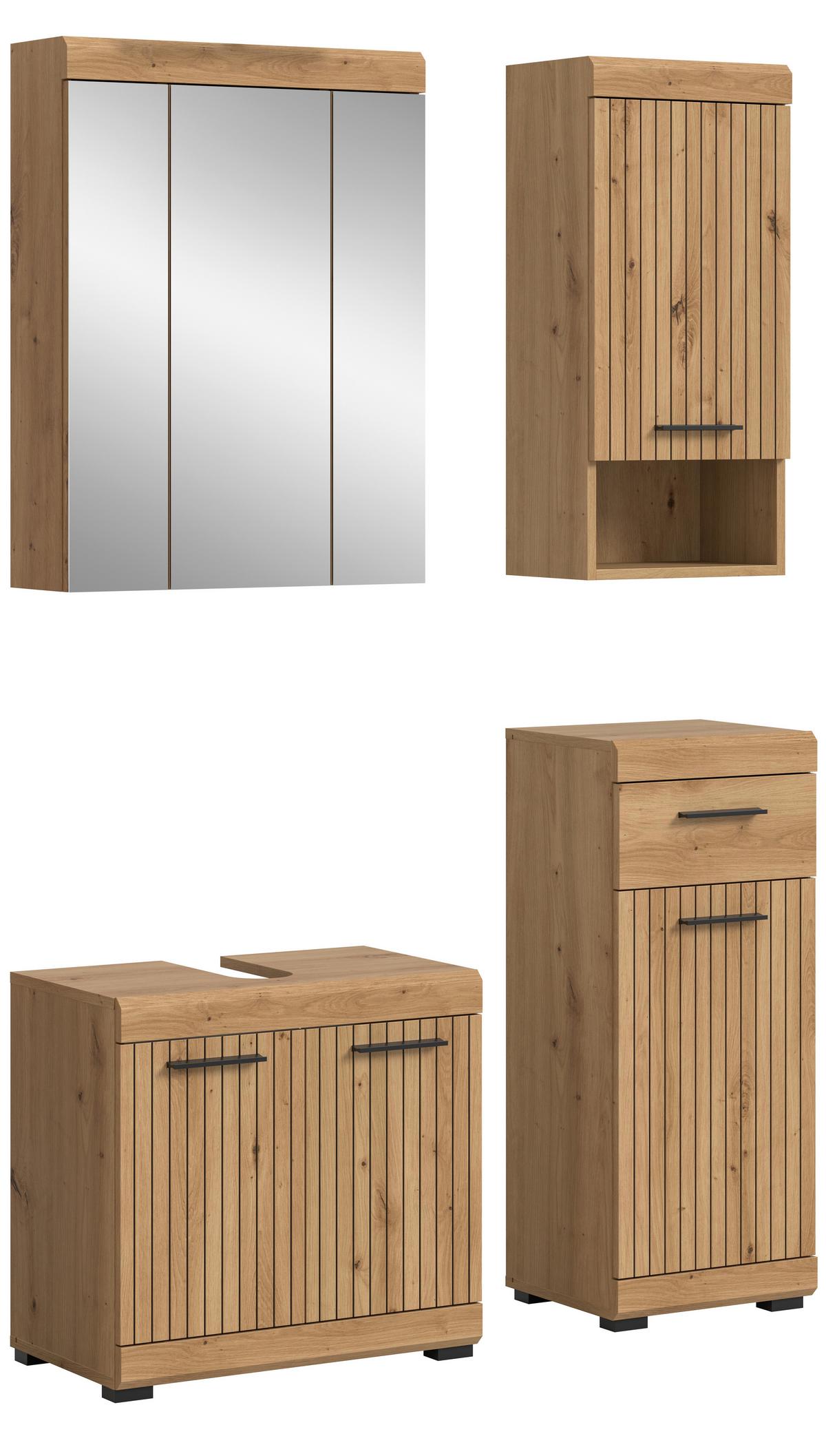 Badezimmer Scout Eiche Artisan Dekor B: 97cm - Schwarz/Eiche Artisan, Trend, Glas/Holzwerkstoff (97cm) - MID.YOU