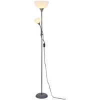 Stehlampe Doris Silberfarben/Weiß mit Leselampe - Silberfarben/Weiß, KONVENTIONELL, Kunststoff/Metall (180cm) - Ondega