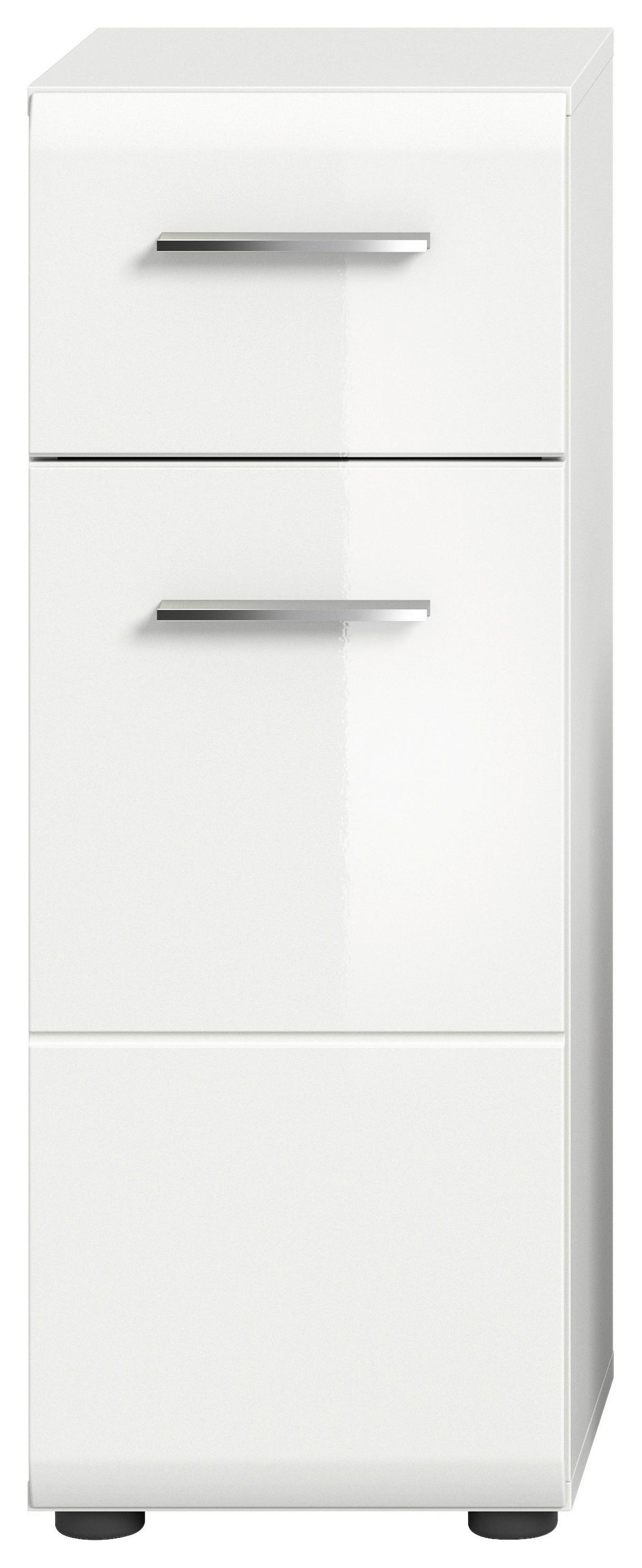 Unterschrank Ice B: 30 cm Weiß Hochglanz - Weiß Hochglanz/Schwarz, MODERN, Holzwerkstoff (30/80/30cm) - MID.YOU