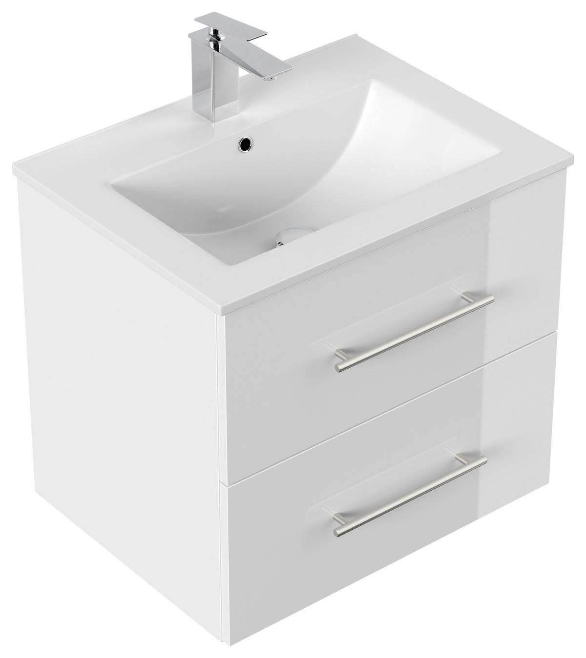 WASCHTISCHKOMBI Homeline, Weiß HG B: 61,5cm - Weiß Hochglanz/Weiß, Basics, Keramik/Holzwerkstoff (61,5cm) - MID.YOU