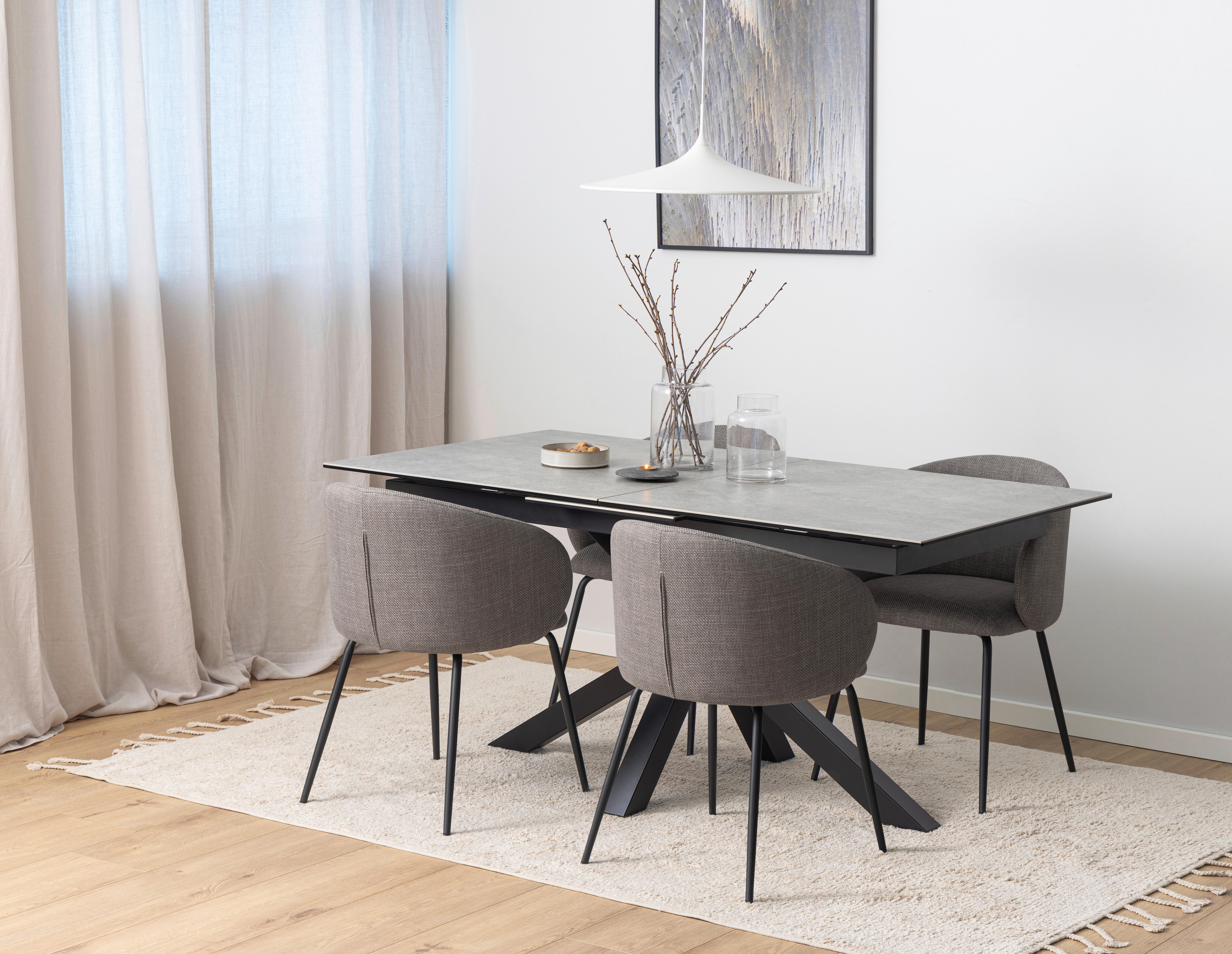 Esstisch ausziehbar Heaven 168-210x90x76cm Schwarz/Grau - Schwarz/Grau, Trend, Keramik/Metall (168-210/90/76cm) - MID.YOU