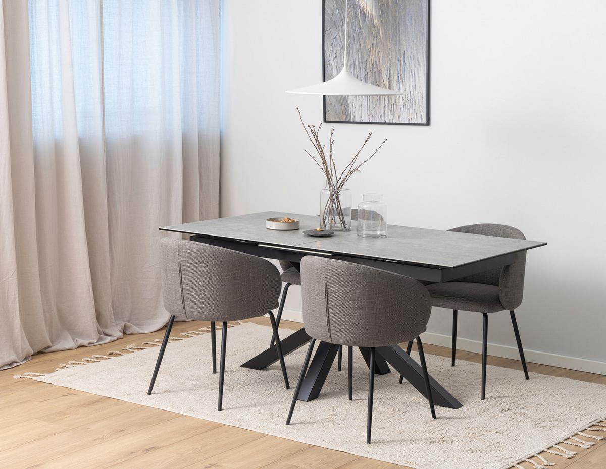 Esstisch Ausziehbar Heaven 168-210x90x76cm Schwarz/grau - Schwarz/Grau, Trend, Keramik/Metall (168-210/90/76cm) - MID.YOU