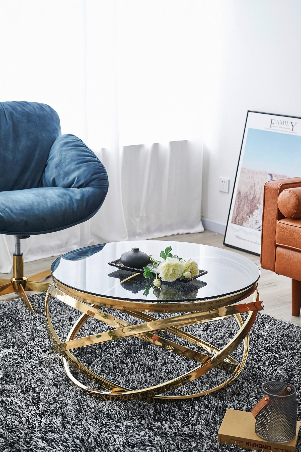 Couchtisch Grau, Goldfarben L: 80 Cm - Goldfarben/Grau, Design, Glas/Metall (80/80/42cm) - Livetastic