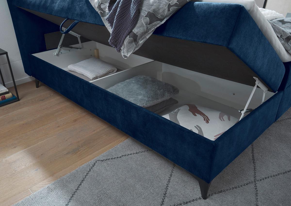 Boxbett Mit Topper+bettkasten 180x200 Cm Melrose - Blau/Schwarz, MODERN, Holzwerkstoff/Textil (180/200cm) - MID.YOU