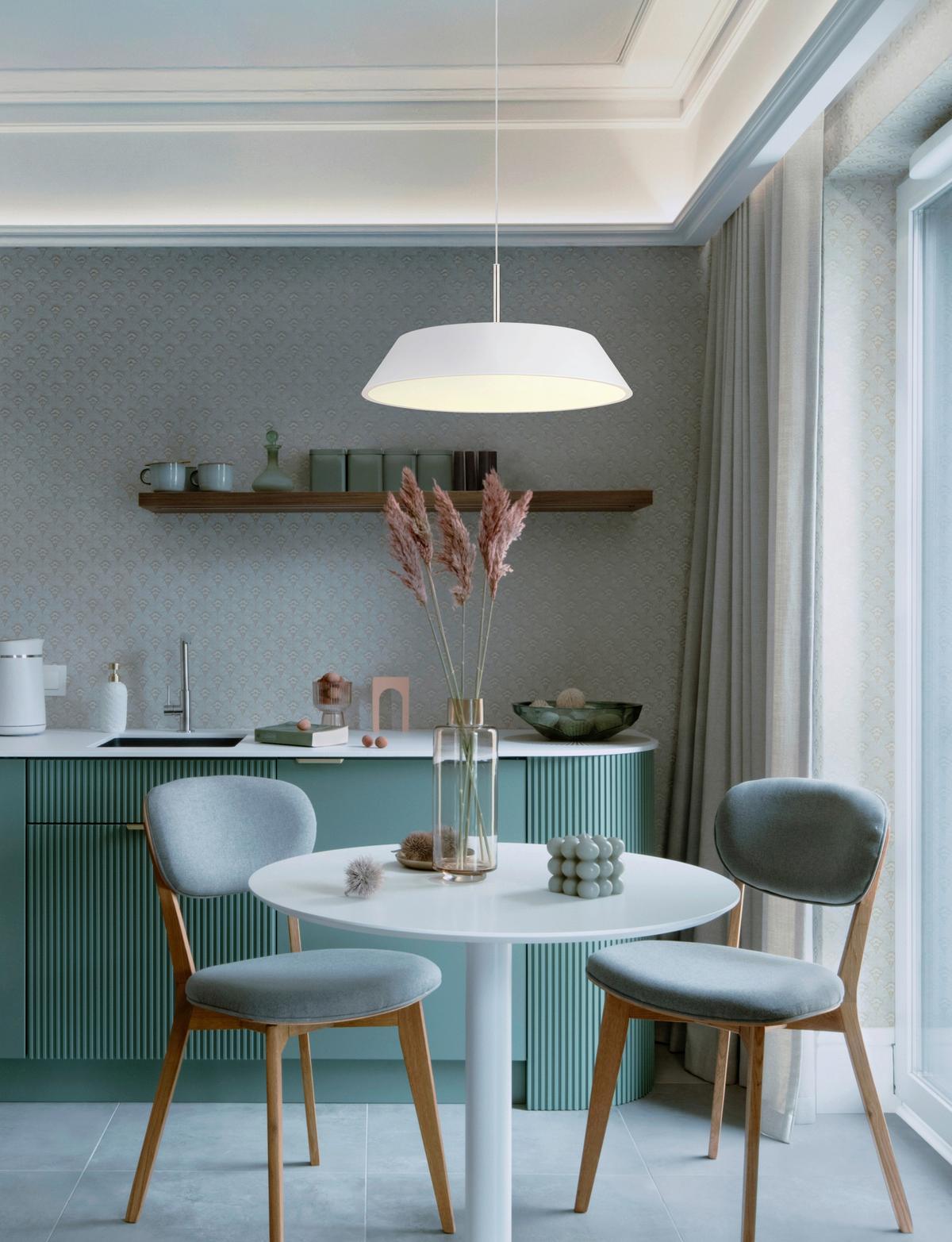 Led-hängeleuchte 3000k, 24w, 2900lm - Weiß/Nickelfarben, Basics, Kunststoff/Metall (40/180cm) - Globo