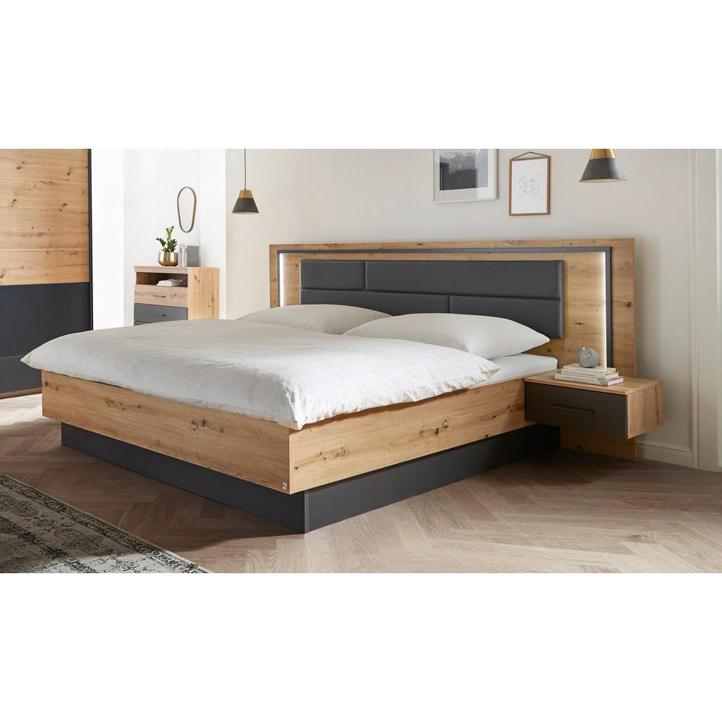 Doppelbett mit Nachtkästchen & Beleuchtung 180x200 BILBAO