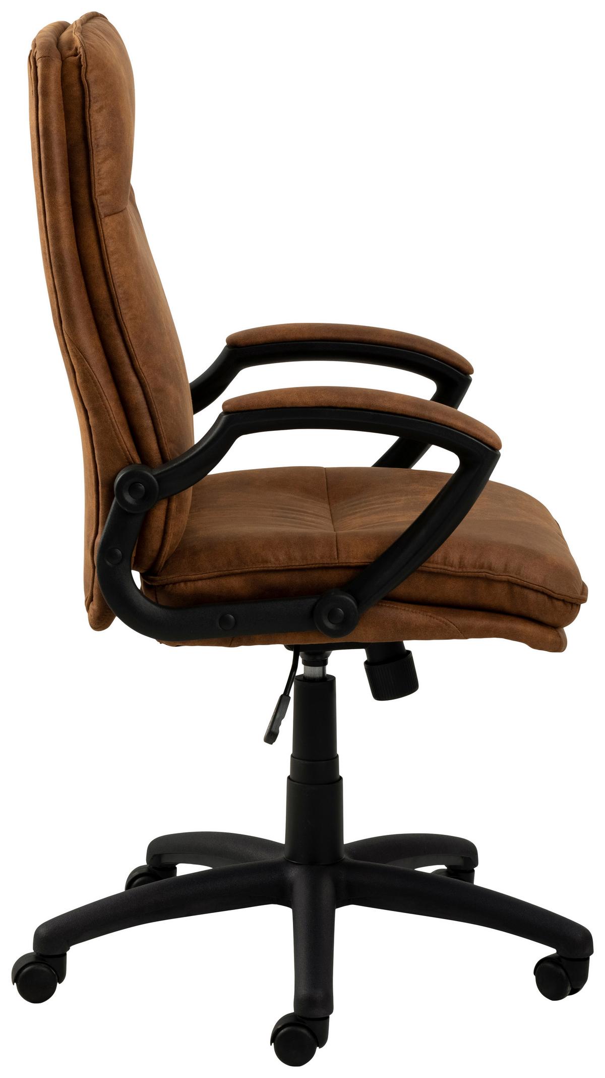 Bürostuhl Brad mit Armstützen Schwarz/Hellbraun Bis 110 Kg - Hellbraun/Schwarz, Trend, Kunststoff/Textil (67/115/69,5cm) - MID.YOU