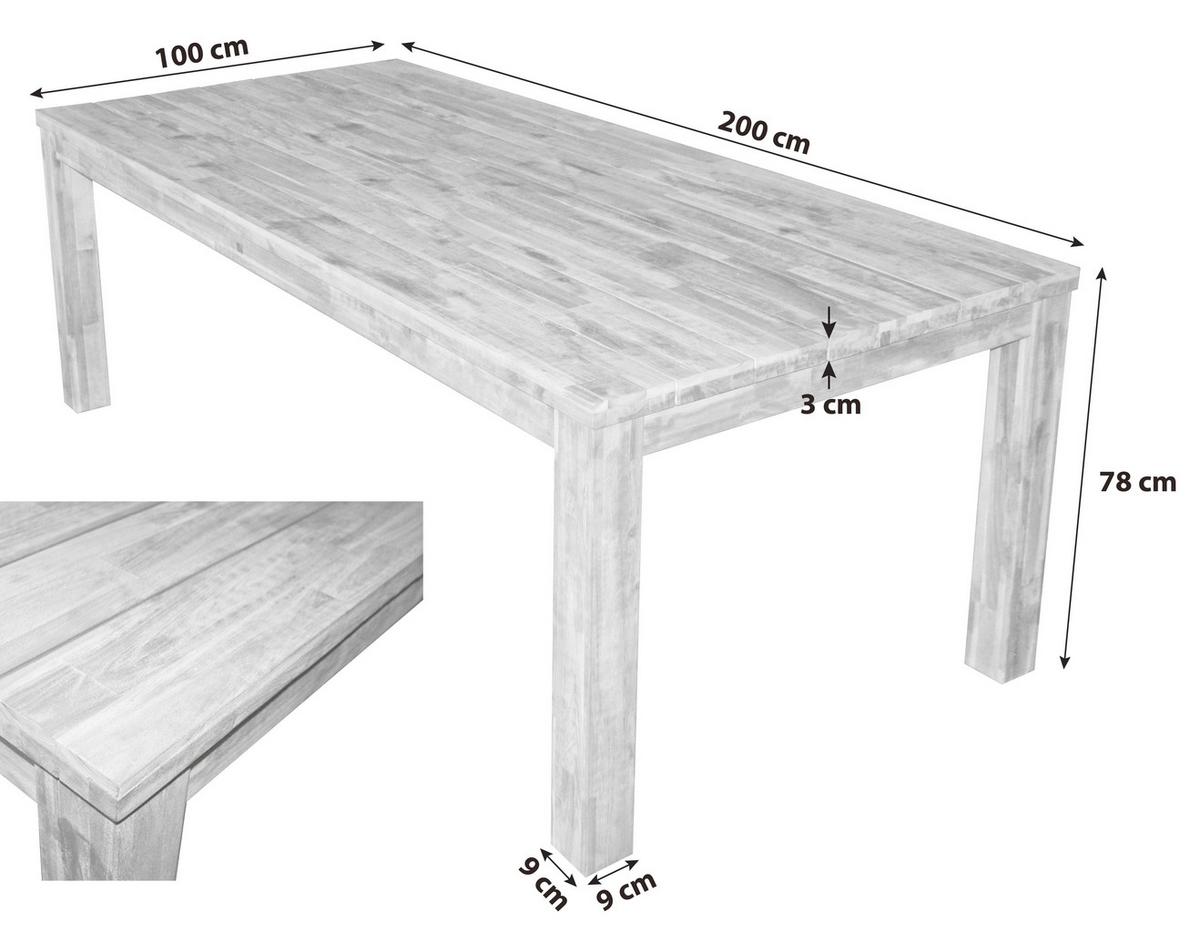 Gartentisch Pala Akazienholz L 200 cm - Braun, Basics, Holz (200/78/100cm)