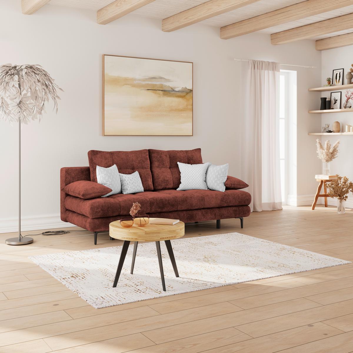 Schlafsofa Perla Rot B: 203 Cm - Bordeaux/Schwarz, KONVENTIONELL, Textil (203/94/96cm)