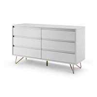 Kommode Weiß B: 120cm - Messingfarben/Weiß, Design, Holzwerkstoff (120/70/40cm) - Livetastic