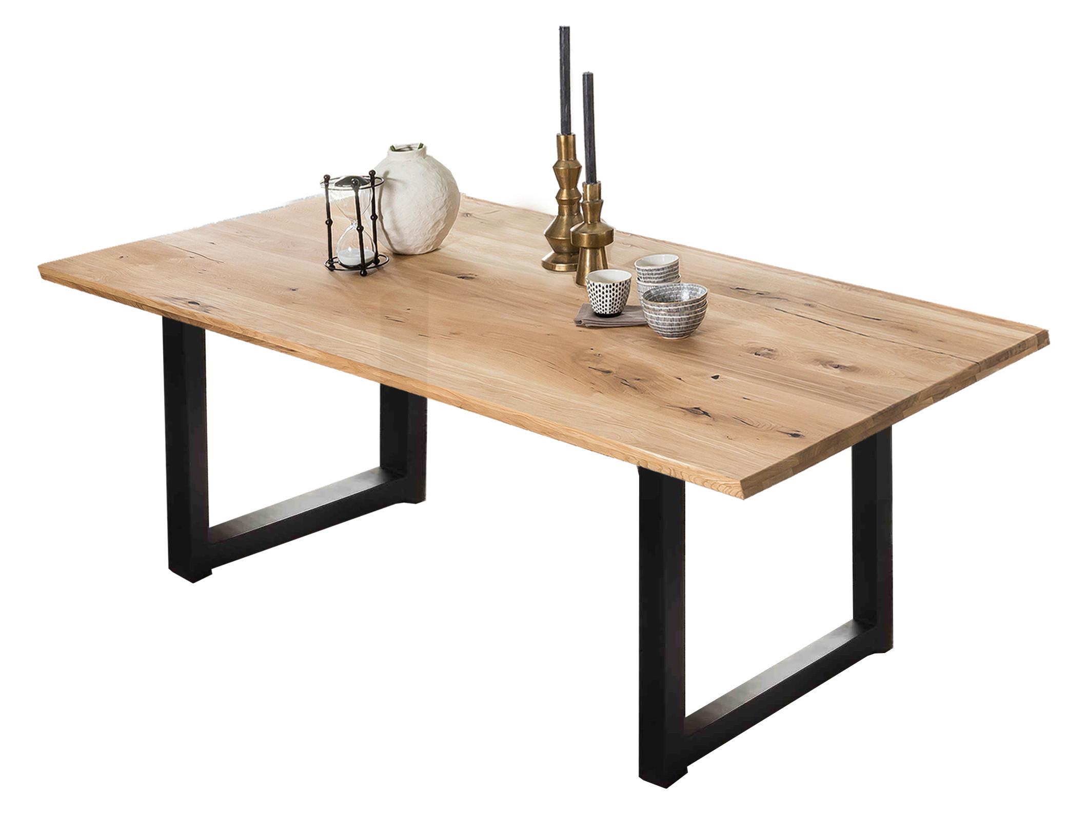 ESSTISCH Schwarz/Naturfarben L: 240cm - Schwarz/Naturfarben, MODERN, Holz/Metall (240/100/75cm) - MID.YOU